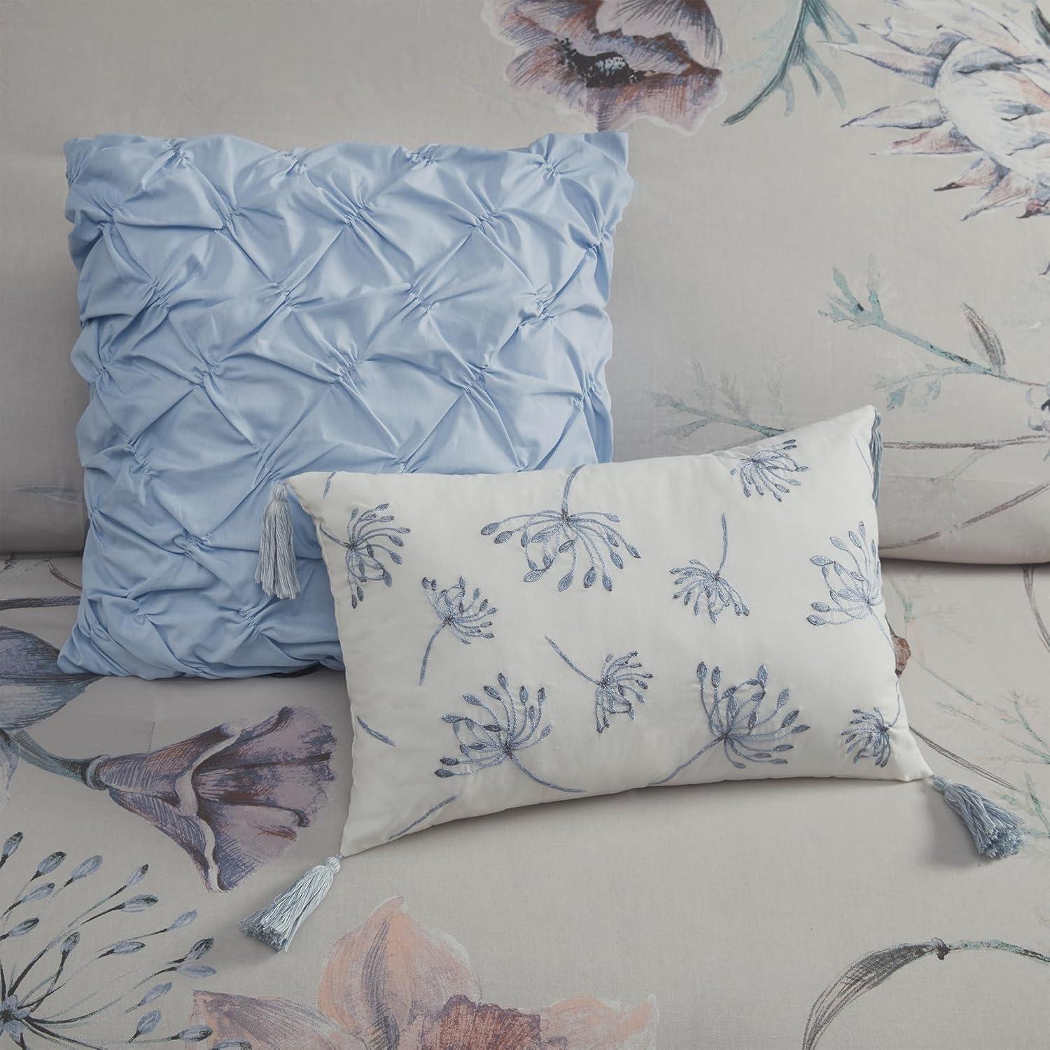 imageMadison Park Floral Queen Comforter Set Cotton Rich Bedding Set Feminine Design Shabby Chic Queen Size Comforter Sets All Season Bed Cover with Shams Bed Skirt Dcor Pillow Blush 8 PieceCassandra Blue