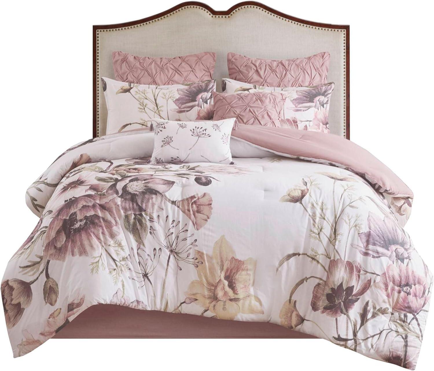 imageMadison Park Floral Queen Comforter Set Cotton Rich Bedding Set Feminine Design Shabby Chic Queen Size Comforter Sets All Season Bed Cover with Shams Bed Skirt Dcor Pillow Blush 8 PieceCassandra Blush