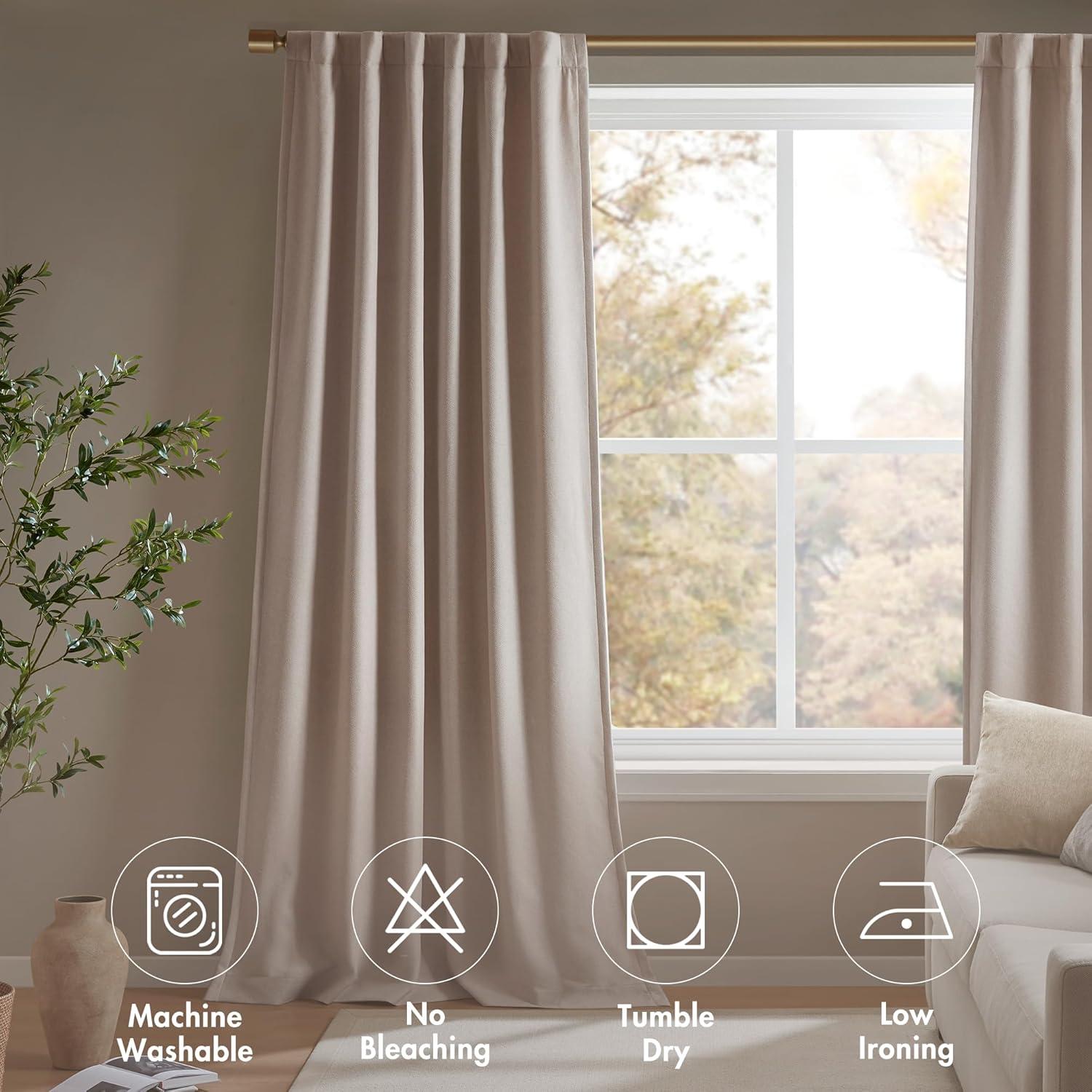 imageMadison Park Karien 100 Blackout Curtains 52x84 White 2Layer Noise Blocking ampamp Energy Smart Thermal Window Panel Pair with Rod PocketBack TabLinen