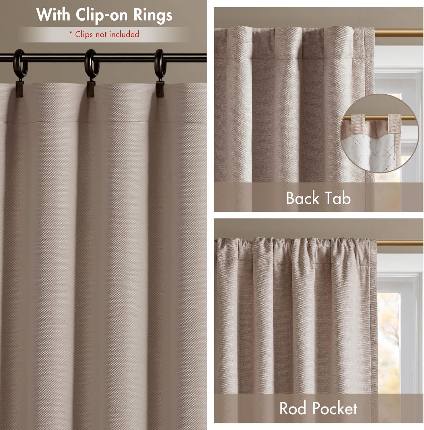 imageMadison Park Karien 100 Blackout Curtains 52x84 White 2Layer Noise Blocking ampamp Energy Smart Thermal Window Panel Pair with Rod PocketBack TabLinen