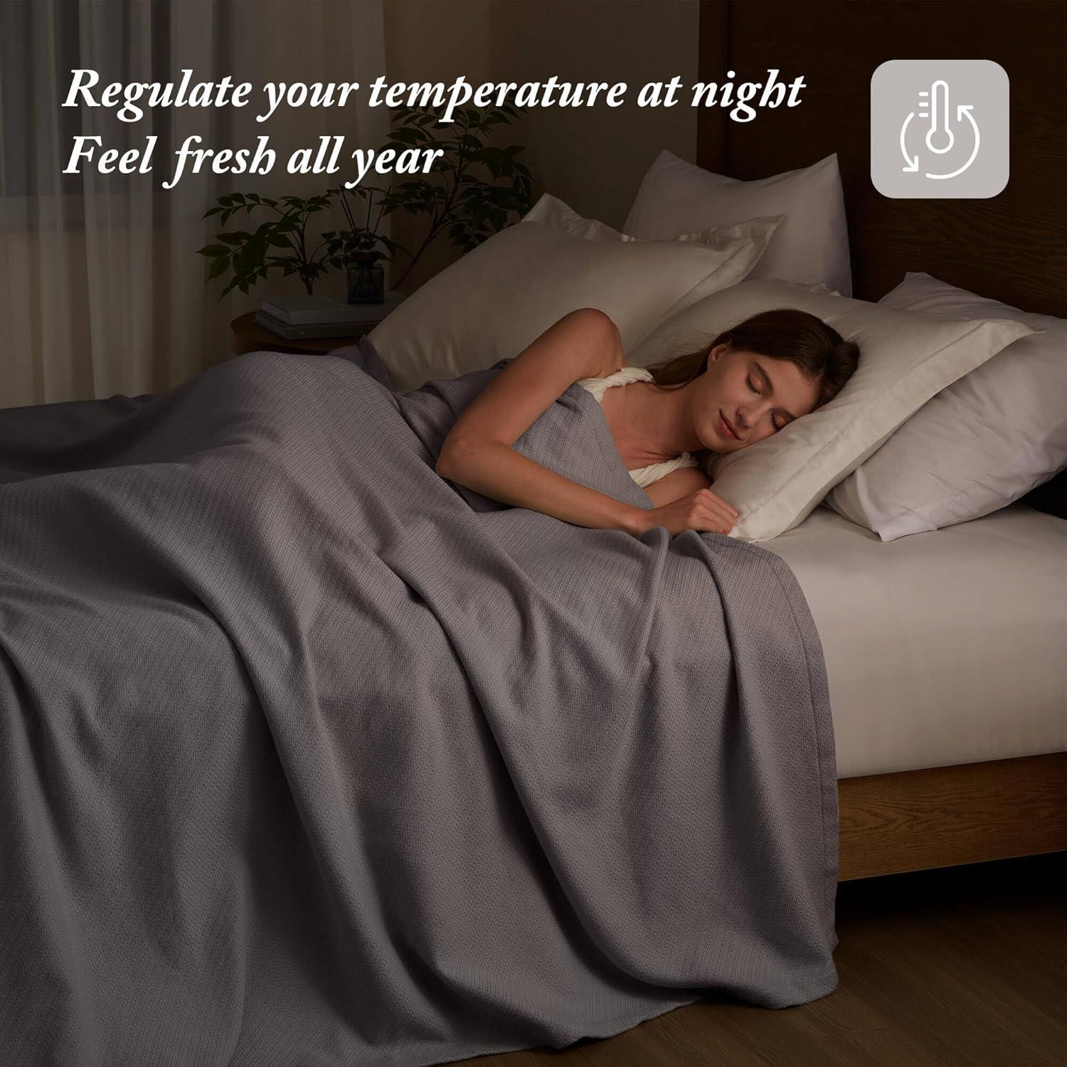 imageMadison Park Liquid Cotton Luxury Blanket Premium Soft Cozy 100 Ring Spun Cotton For Bed Couch or Sofa King Sea FoamGray