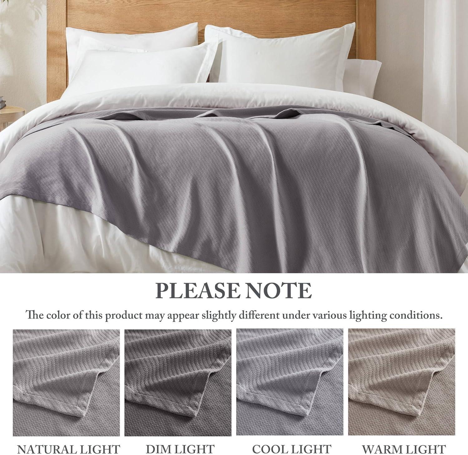 imageMadison Park Liquid Cotton Luxury Blanket Premium Soft Cozy 100 Ring Spun Cotton For Bed Couch or Sofa King Sea FoamGray