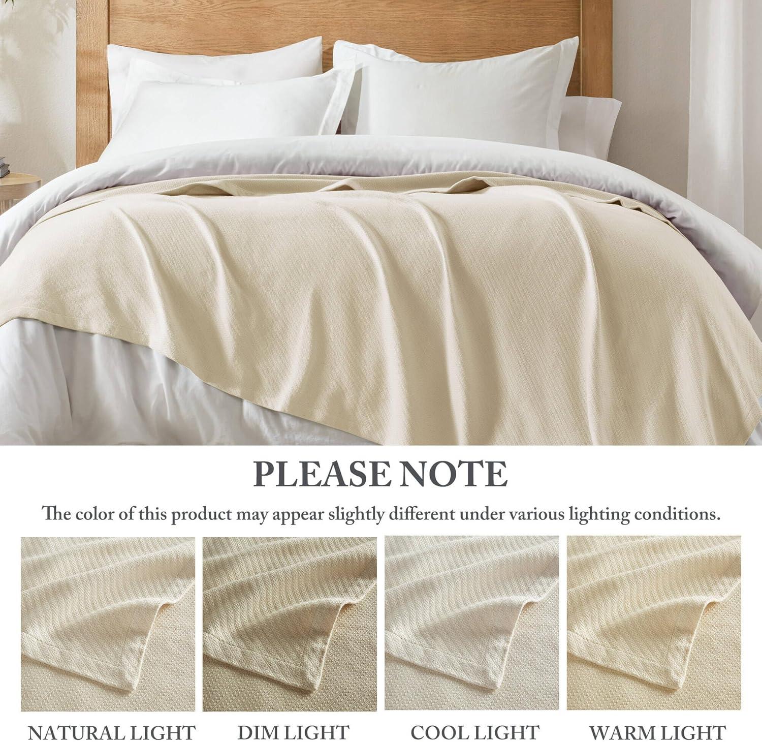 imageMadison Park Liquid Cotton Luxury Blanket Premium Soft Cozy 100 Ring Spun Cotton For Bed Couch or Sofa King Sea FoamIvory