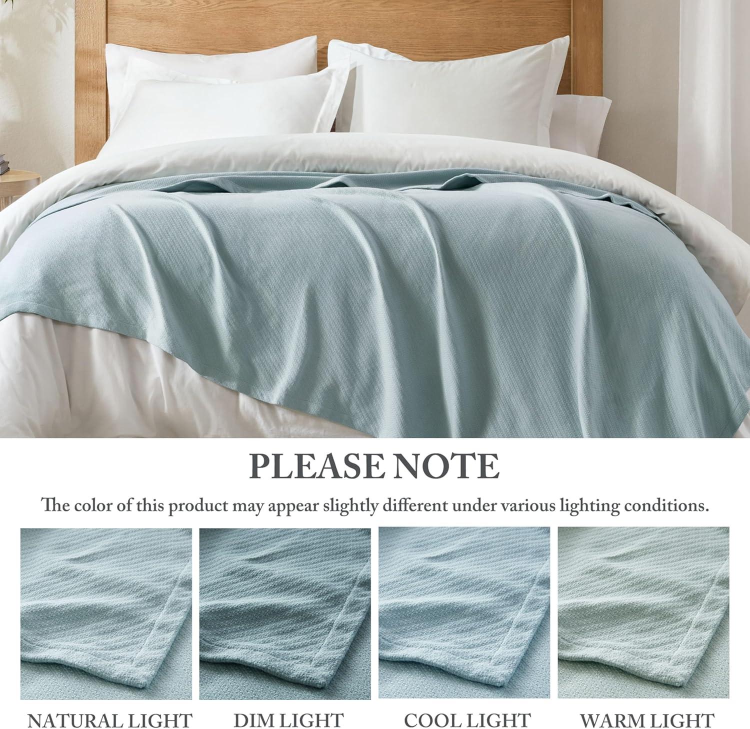 imageMadison Park Liquid Cotton Luxury Blanket Premium Soft Cozy 100 Ring Spun Cotton For Bed Couch or Sofa King Sea FoamLight Blue