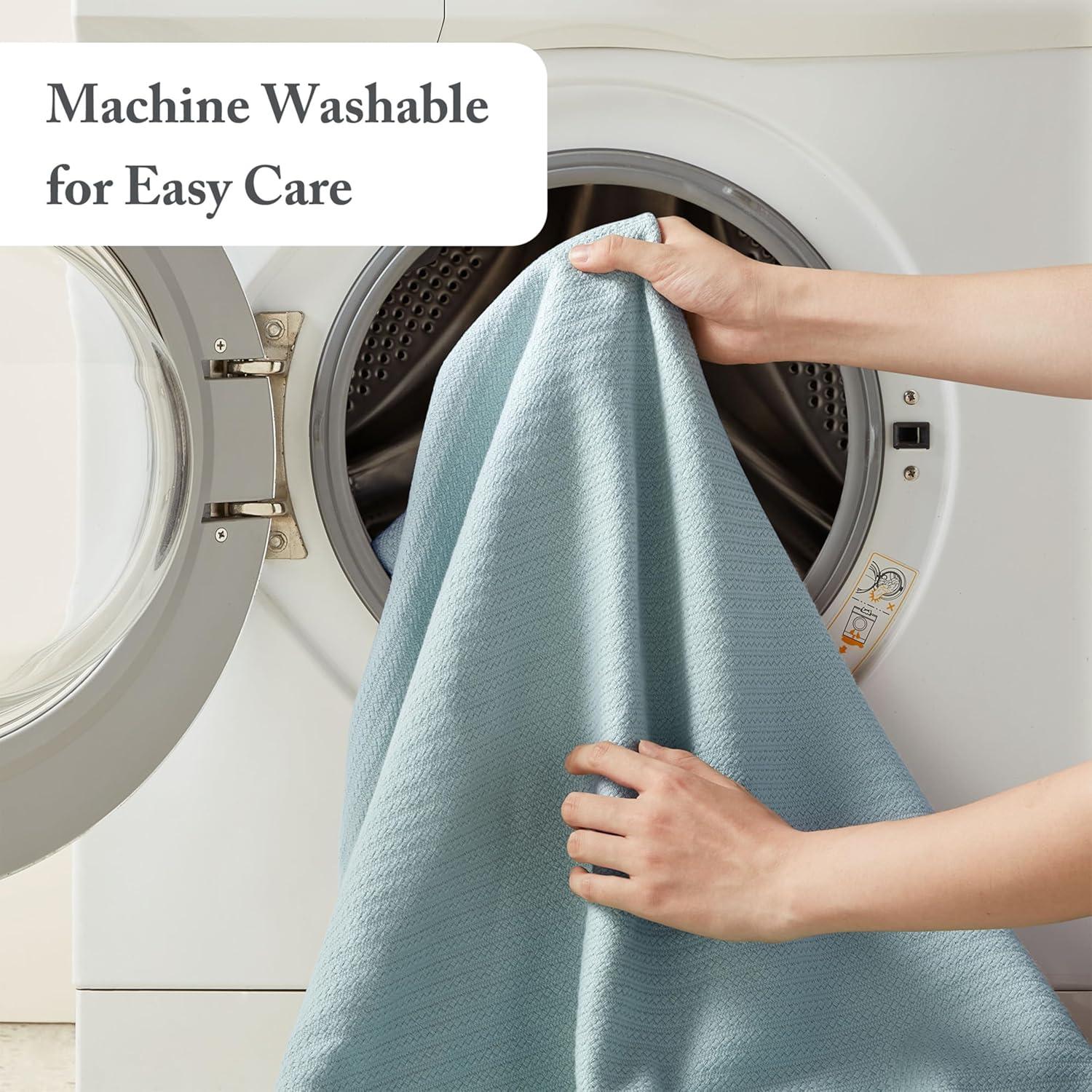 imageMadison Park Liquid Cotton Luxury Blanket Premium Soft Cozy 100 Ring Spun Cotton For Bed Couch or Sofa King Sea FoamLight Blue