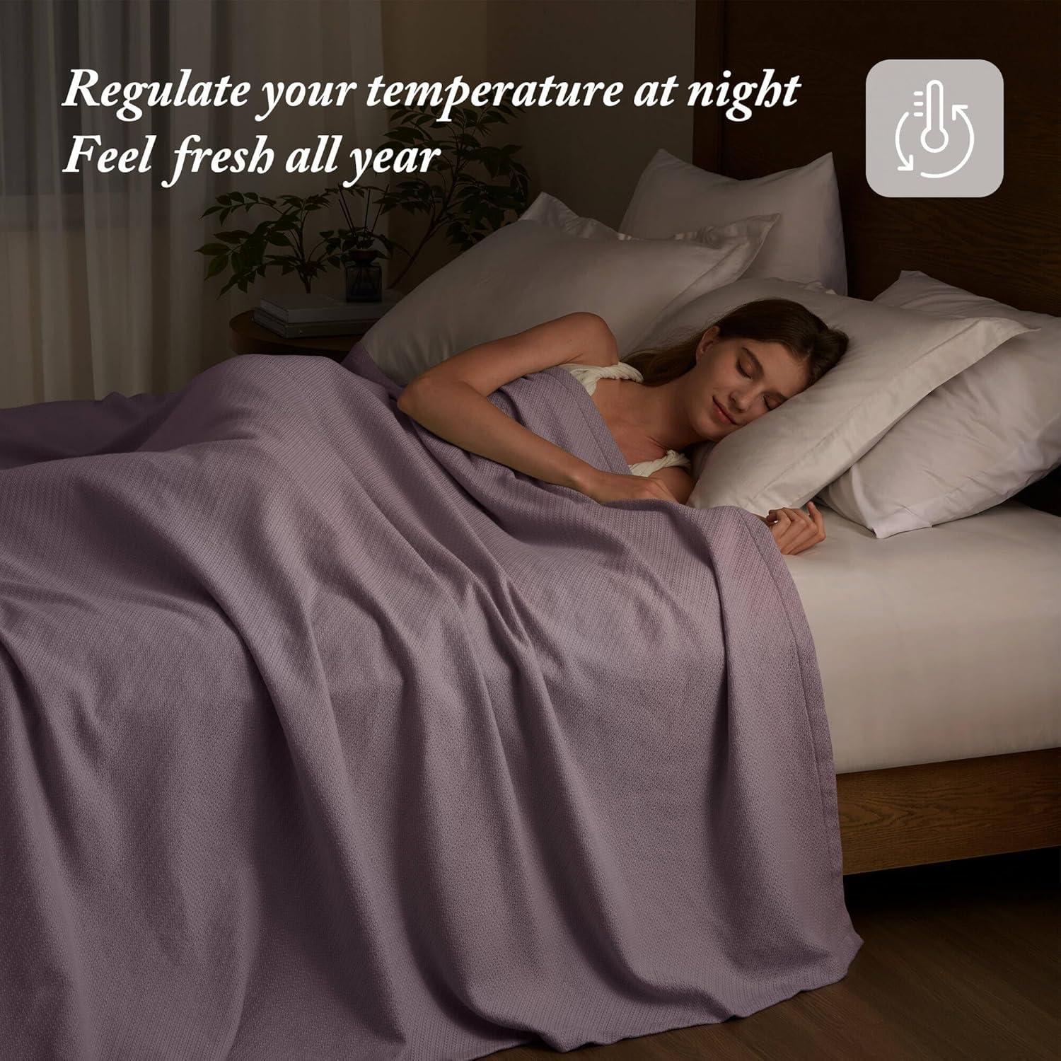 imageMadison Park Liquid Cotton Luxury Blanket Premium Soft Cozy 100 Ring Spun Cotton For Bed Couch or Sofa King Sea FoamLilac