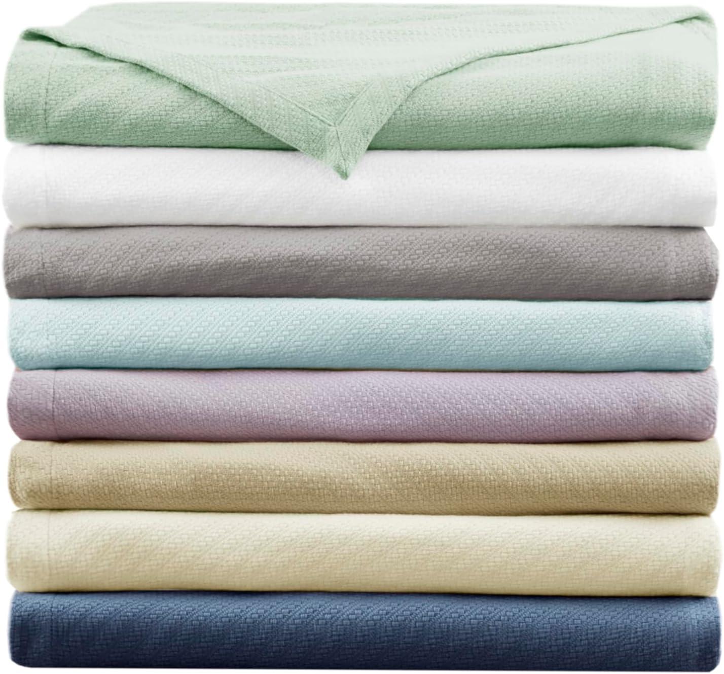 imageMadison Park Liquid Cotton Luxury Blanket Premium Soft Cozy 100 Ring Spun Cotton For Bed Couch or Sofa King Sea FoamLinen