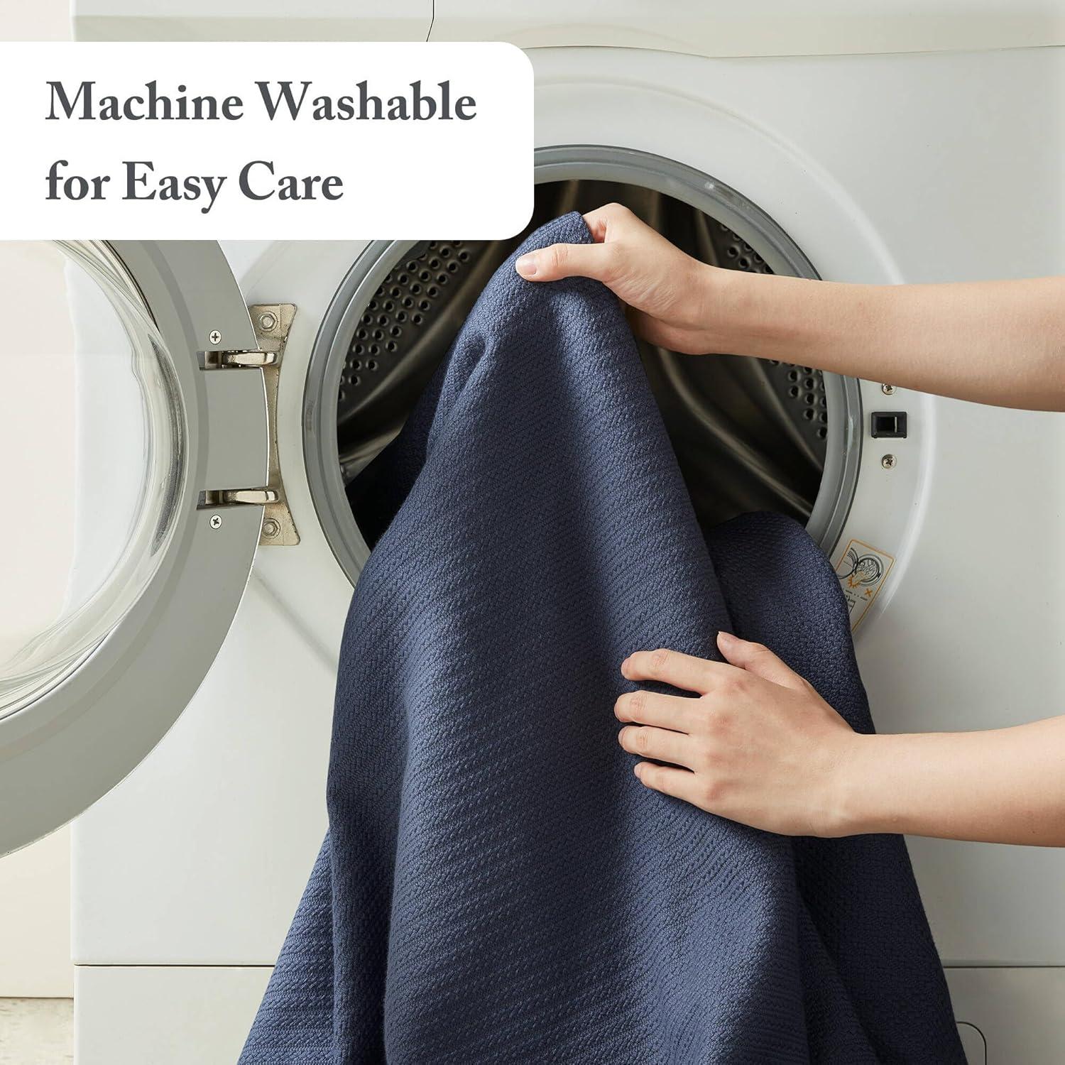 imageMadison Park Liquid Cotton Luxury Blanket Premium Soft Cozy 100 Ring Spun Cotton For Bed Couch or Sofa King Sea FoamNavy