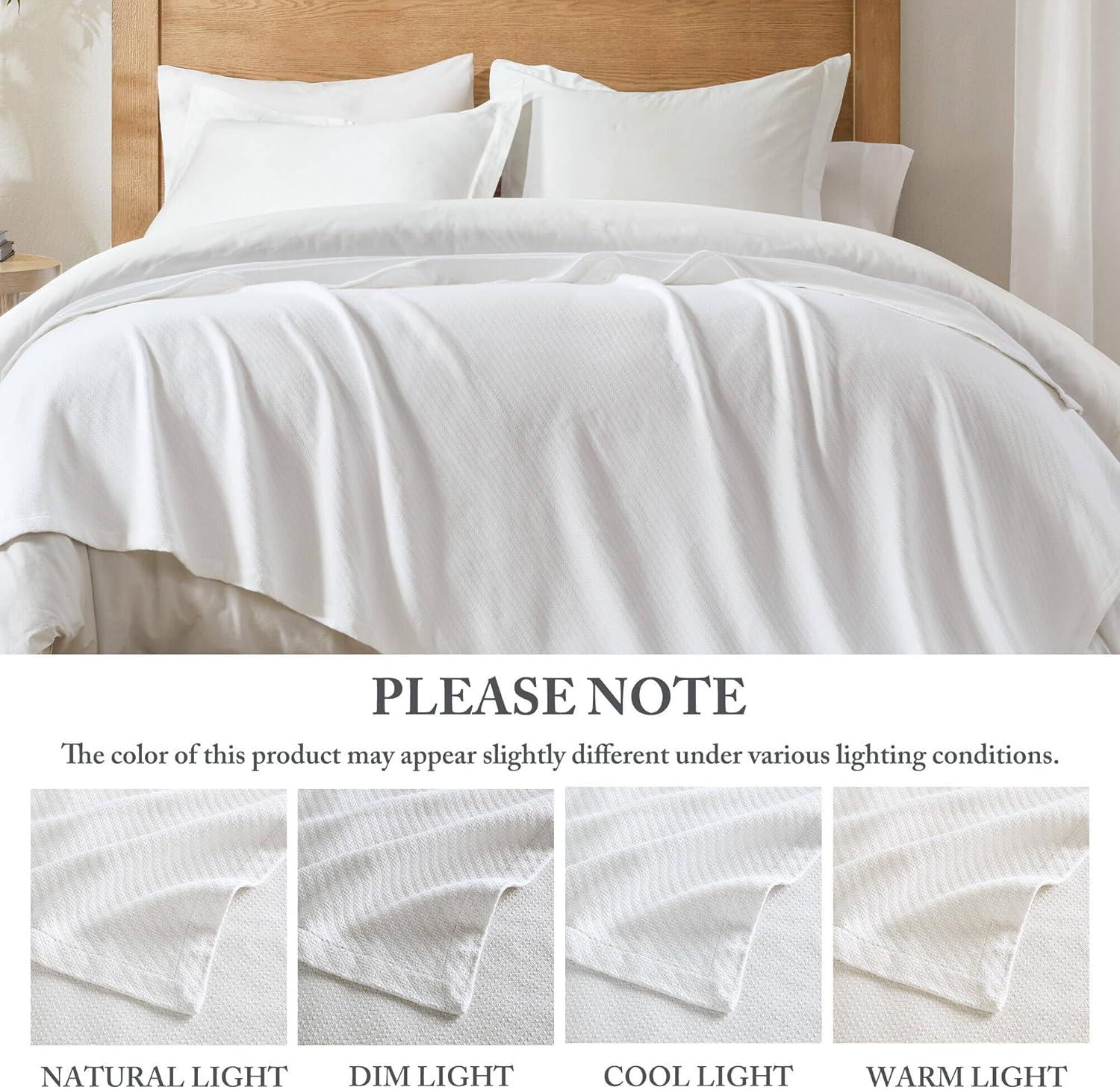 imageMadison Park Liquid Cotton Luxury Blanket Premium Soft Cozy 100 Ring Spun Cotton For Bed Couch or Sofa King Sea FoamWhite
