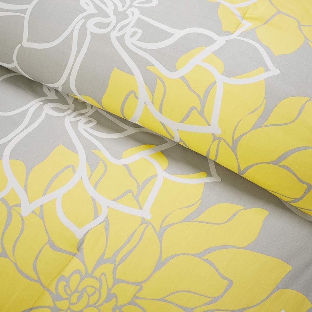 imageMadison Park Lola 100 Cotton Duvet Set Beautiful Floral Pattern Ruffle Border Design All Season Breathable Comforter Cover Bedding Matching Shams FullQueen90quotx90quot PurpleGrey 6 PieceYellowGrey