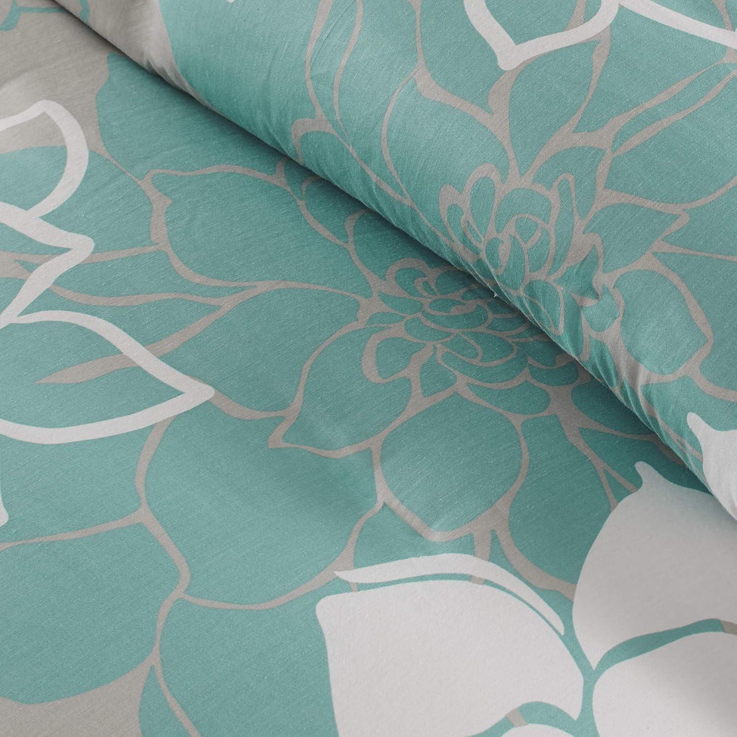 imageMadison Park Lola 100 Cotton Duvet Set Beautiful Floral Pattern Ruffle Border Design All Season Breathable Comforter Cover Bedding Matching Shams FullQueen90quotx90quot PurpleGrey 6 PieceAquaGrey