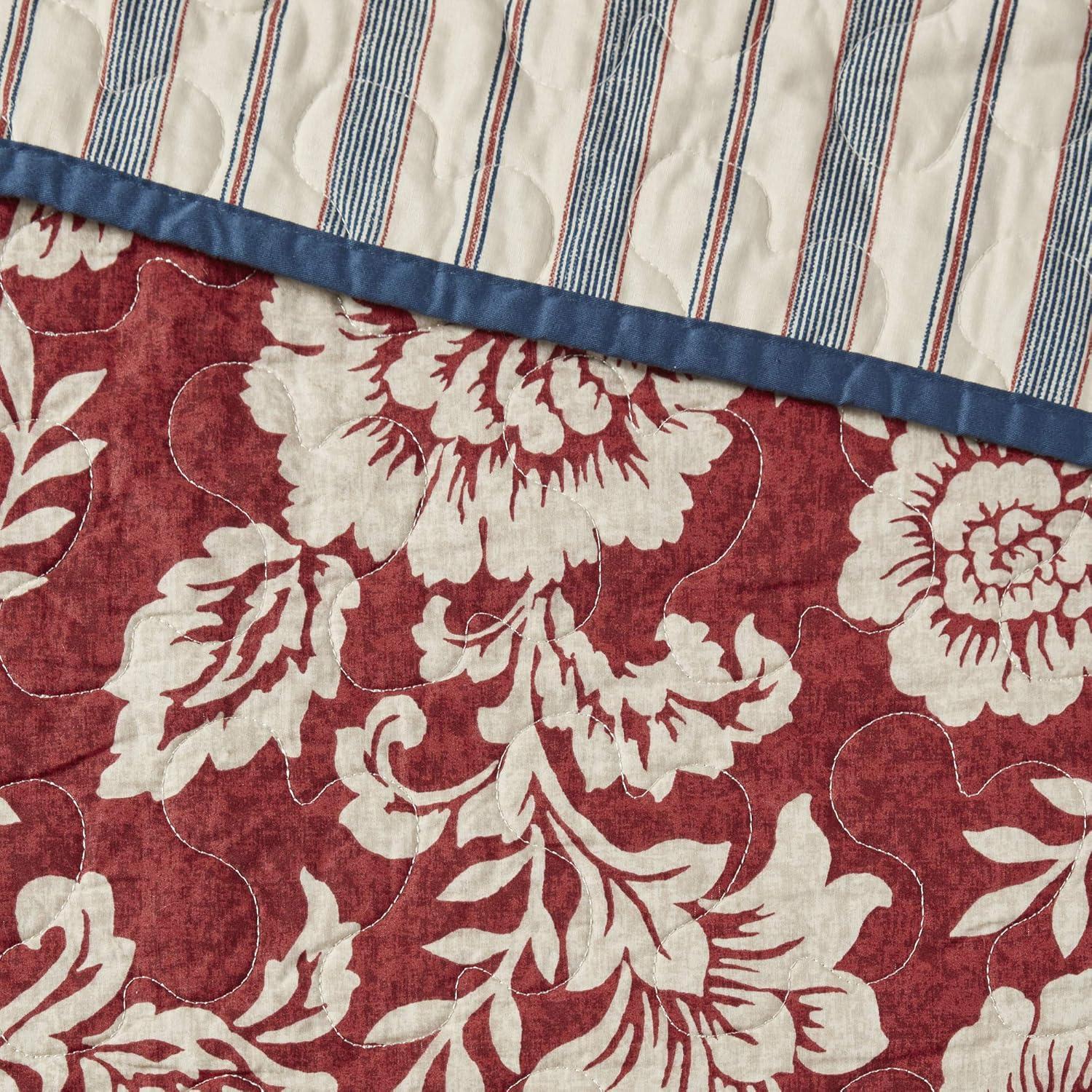 imageMadison Park Lola 100 Cotton Quilt SetCasual Floral Channel Stitching Design All Season Lightweight Coverlet Bedspread Bedding Shams Decorative Pillows FullQueen 90 in x 90 in Purple 6 PieceLucy Red