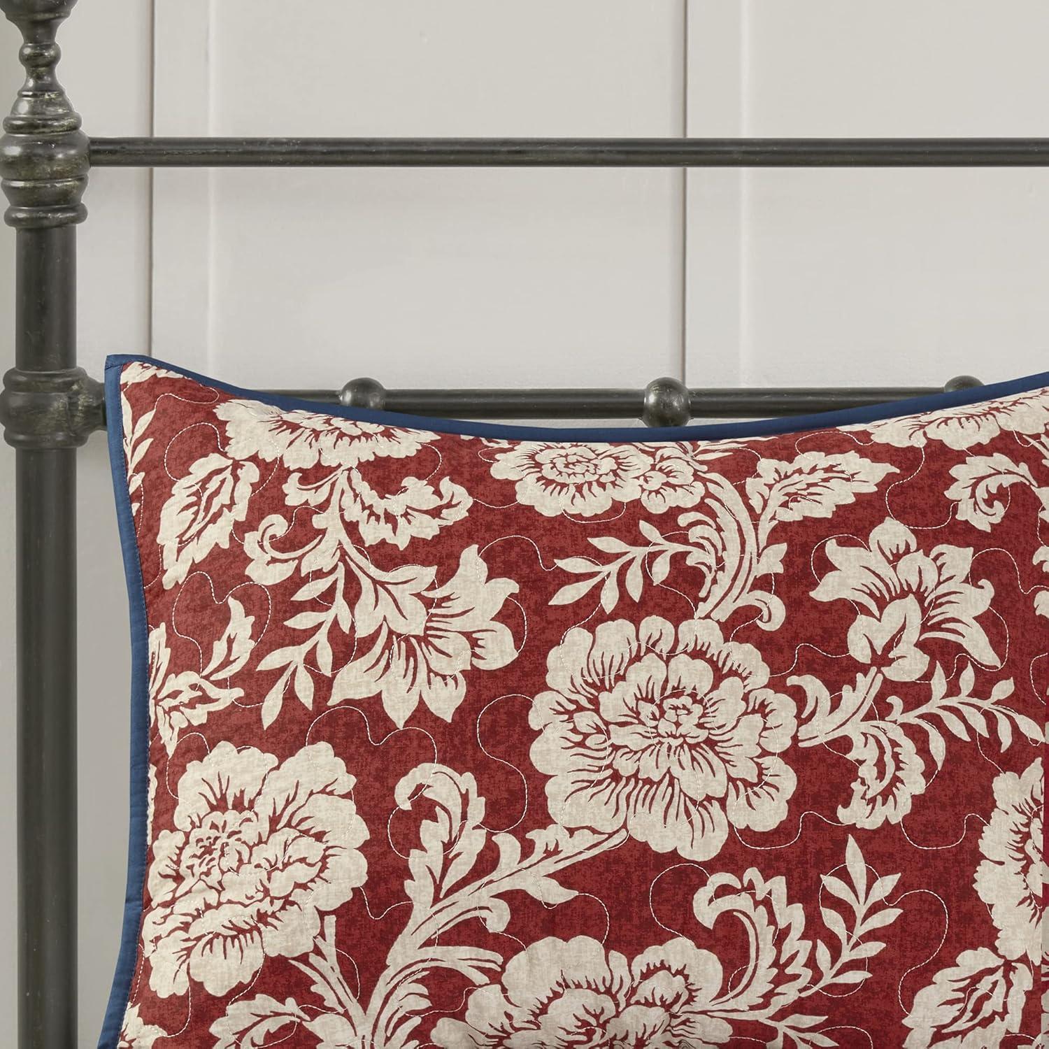 imageMadison Park Lola 100 Cotton Quilt SetCasual Floral Channel Stitching Design All Season Lightweight Coverlet Bedspread Bedding Shams Decorative Pillows FullQueen 90 in x 90 in Purple 6 PieceLucy Red