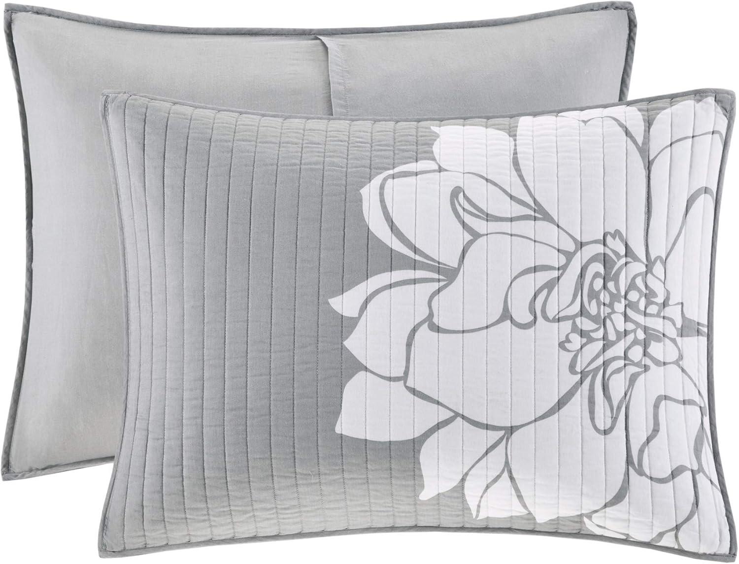 imageMadison Park Lola 100 Cotton Quilt SetCasual Floral Channel Stitching Design All Season Lightweight Coverlet Bedspread Bedding Shams Decorative Pillows FullQueen 90 in x 90 in Purple 6 PieceLola Blush