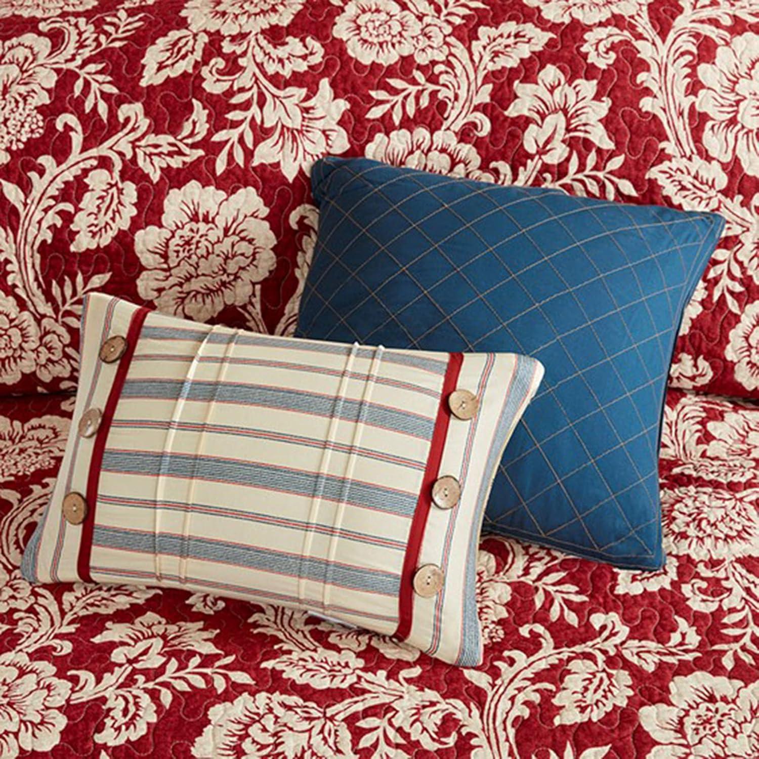 imageMadison Park Lola 100 Cotton Quilt SetCasual Floral Channel Stitching Design All Season Lightweight Coverlet Bedspread Bedding Shams Decorative Pillows FullQueen 90 in x 90 in Purple 6 PieceLucy Red