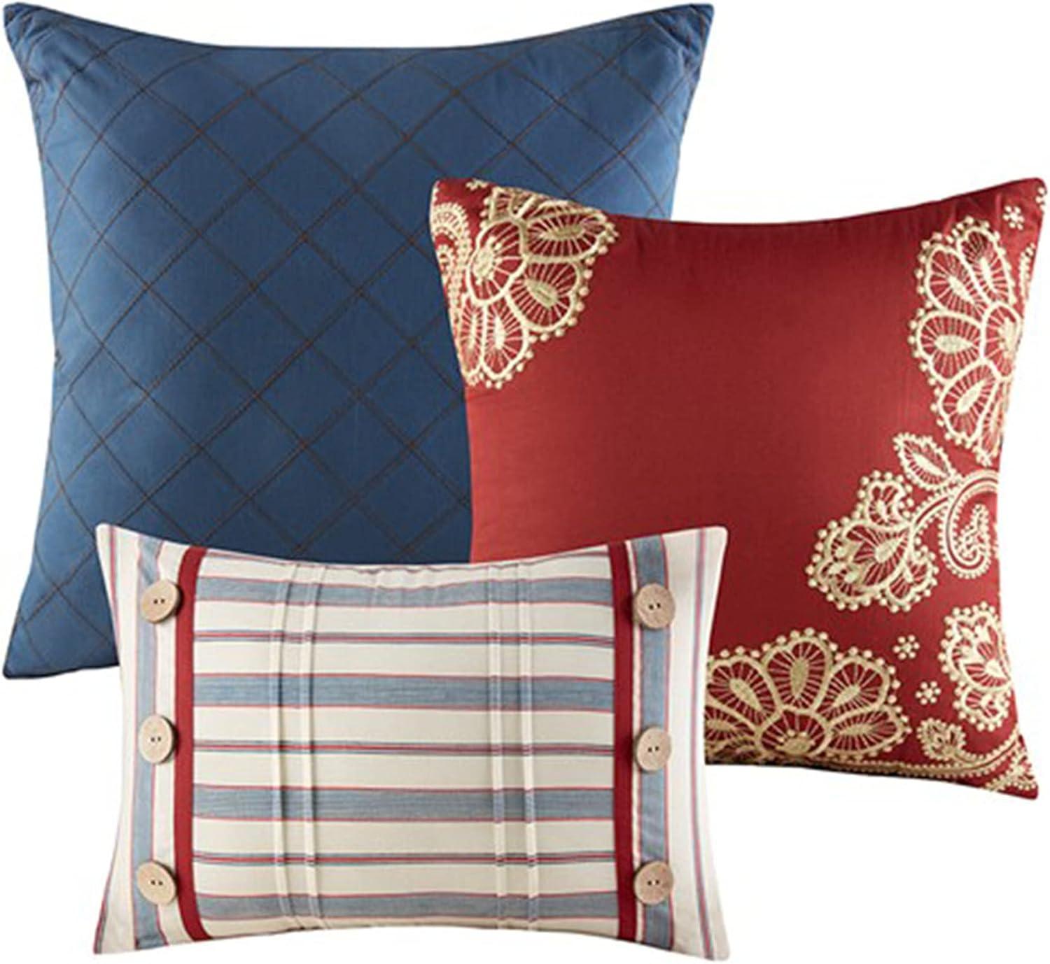 imageMadison Park Lola 100 Cotton Quilt SetCasual Floral Channel Stitching Design All Season Lightweight Coverlet Bedspread Bedding Shams Decorative Pillows FullQueen 90 in x 90 in Purple 6 PieceLucy Red