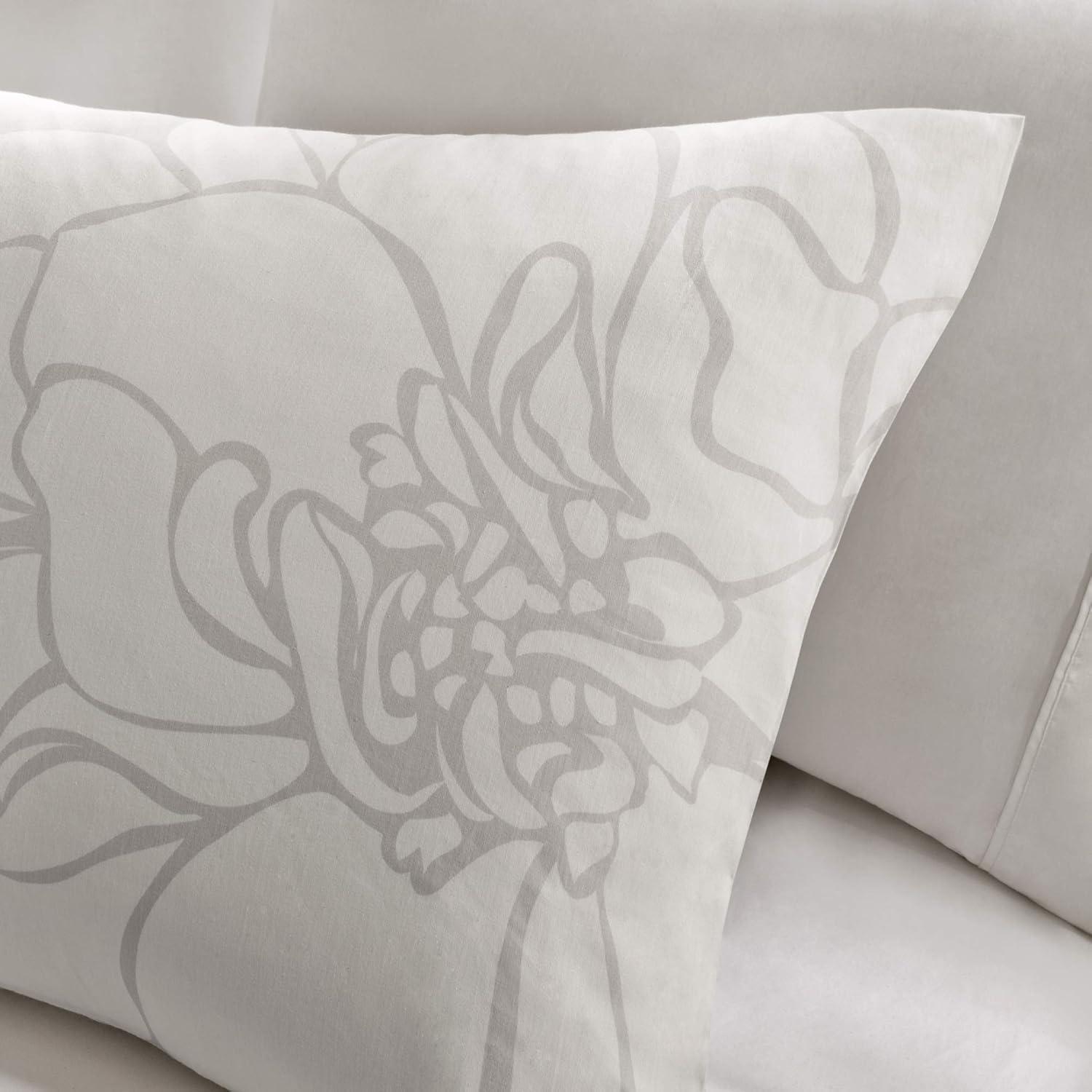 imageMadison Park Lola Sateen Cotton Comforter SetCasual Medallion Floral Design All Season Down Alternative Bedding Shams Bedskirt Decorative Pillows Queen GreyAqua 7 PieceFloral GreyPurple