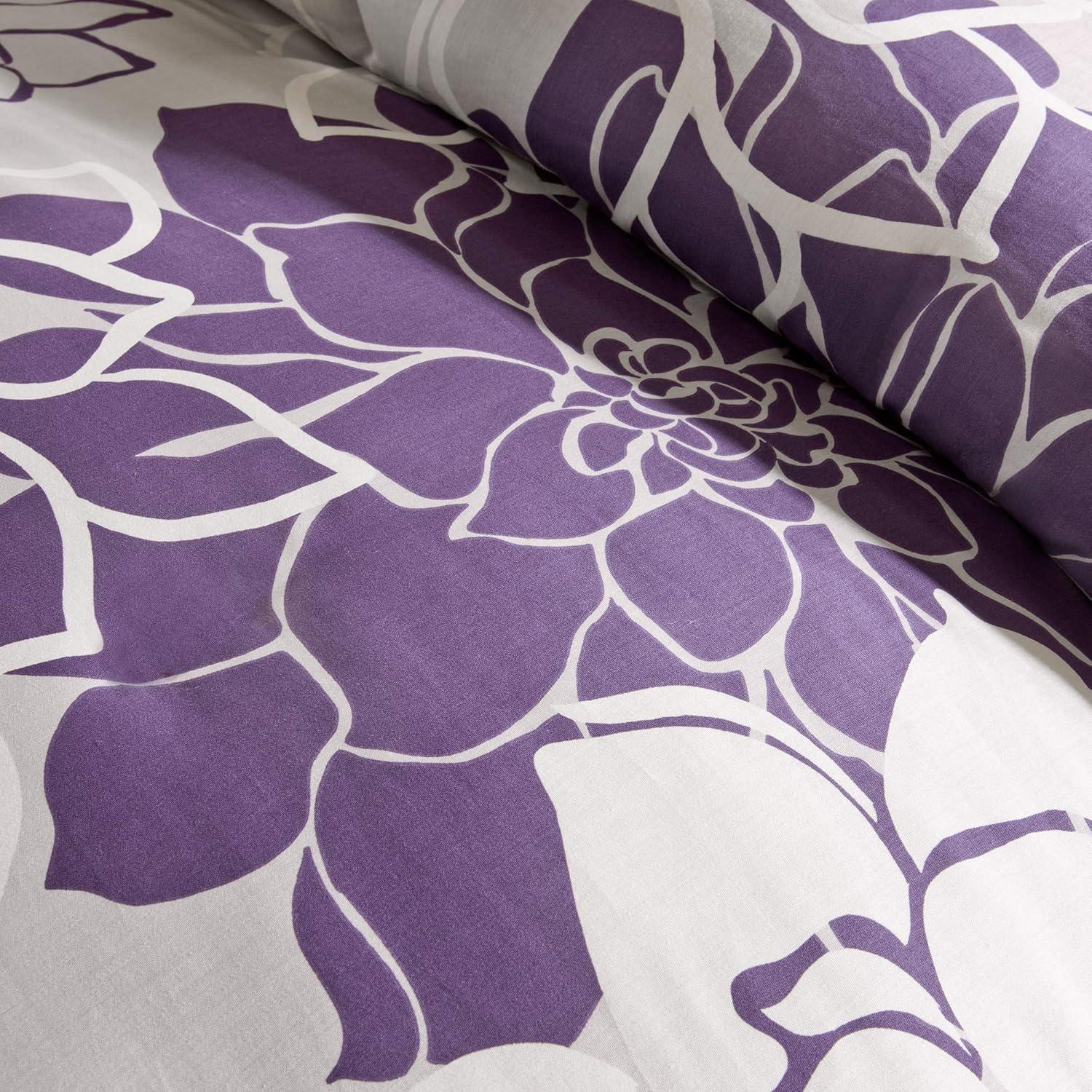 imageMadison Park Lola Sateen Cotton Comforter SetCasual Medallion Floral Design All Season Down Alternative Bedding Shams Bedskirt Decorative Pillows Queen GreyAqua 7 PieceFloral GreyPurple