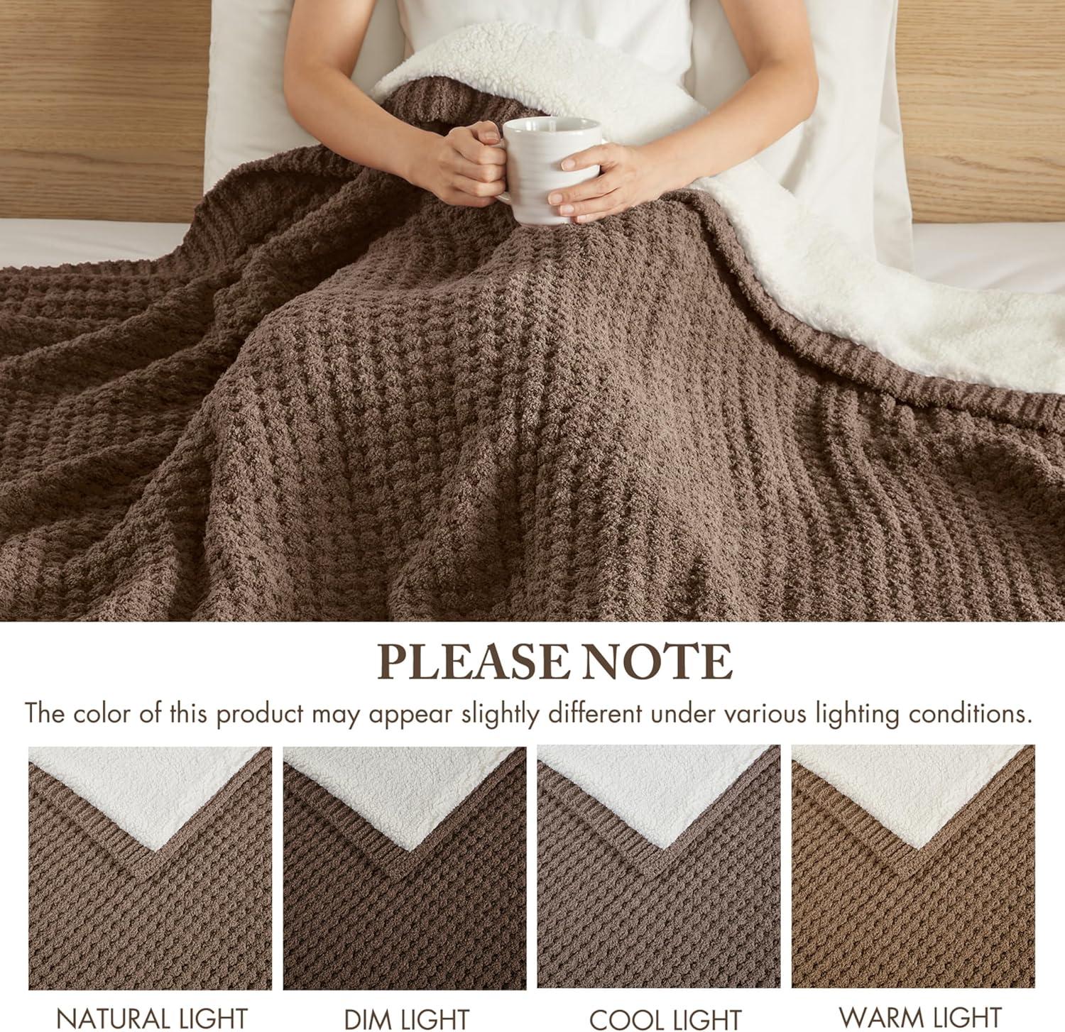 imageMadison Park Luxuriously Cozy Chenille Throw Blanket Waffle Weave Reversible Soft ampamp Warm Sherpa Throw Lightweight Breathable Waffle Throw Farmhouse Room Dcor Summer Blanket 50x60 RedBrown