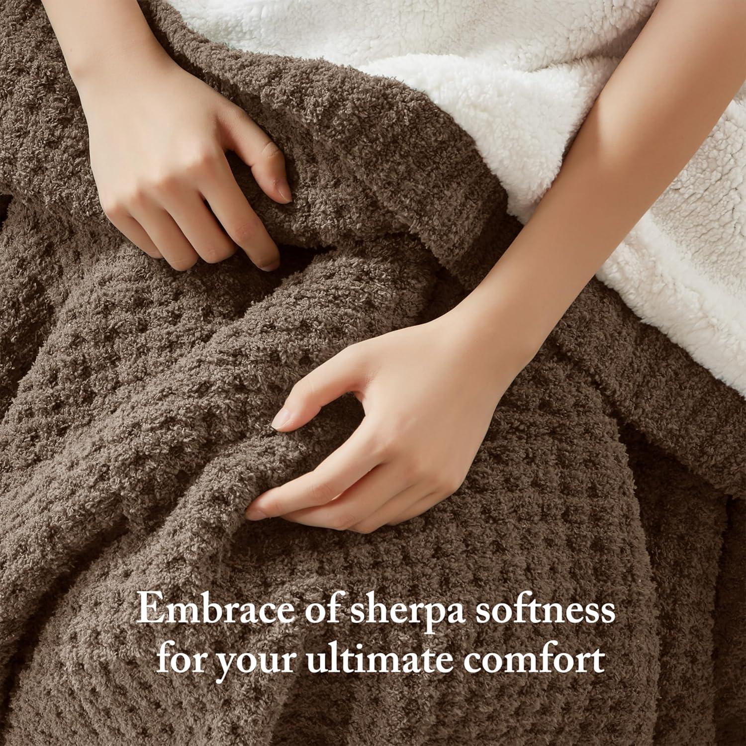 imageMadison Park Luxuriously Cozy Chenille Throw Blanket Waffle Weave Reversible Soft ampamp Warm Sherpa Throw Lightweight Breathable Waffle Throw Farmhouse Room Dcor Summer Blanket 50x60 RedBrown