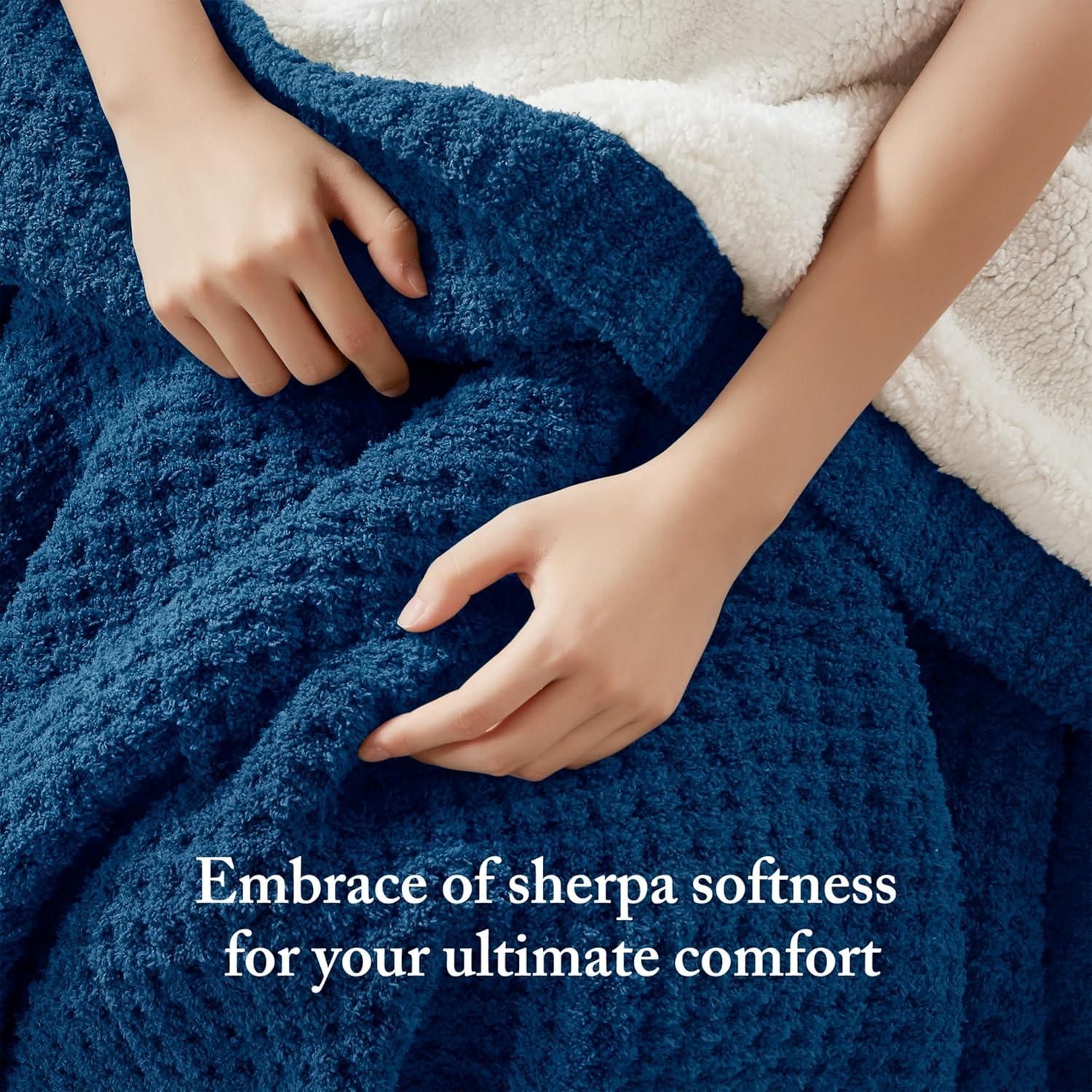 imageMadison Park Luxuriously Cozy Chenille Throw Blanket Waffle Weave Reversible Soft ampamp Warm Sherpa Throw Lightweight Breathable Waffle Throw Farmhouse Room Dcor Summer Blanket 50x60 RedNavy Blue