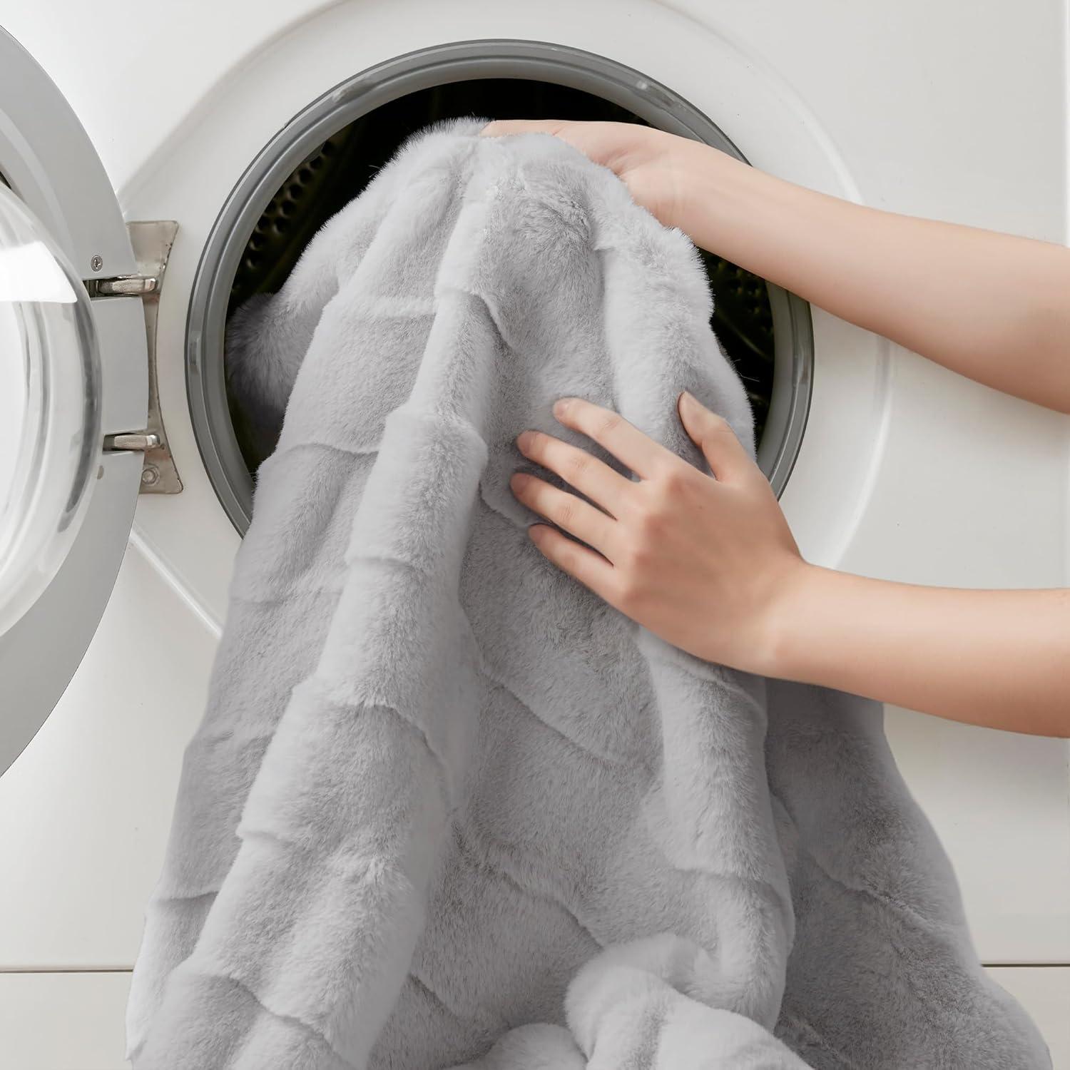 imageMadison Park Luxuriously Cozy Soft Long Faux Fur Throw Basketweave Blanket Reversible Soft ampamp Snuggly Velvet Throw Lightweight Breathable Trendy Room Dcor Summer Blanket 50x60 IvoryLight Grey