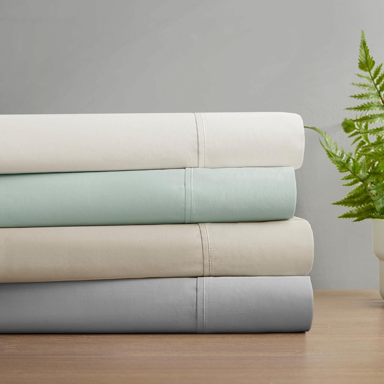 imageMadison Park Organic Cotton Sheet Soft ampamp Breathable 300TC Cotton Sheets Elastic Deep Pocket Sheet Set Fits Up to 18quot Mattress All Seasons Lightweight 100 Cotton Bed Sheets Queen Taupe 4 PieceGrey