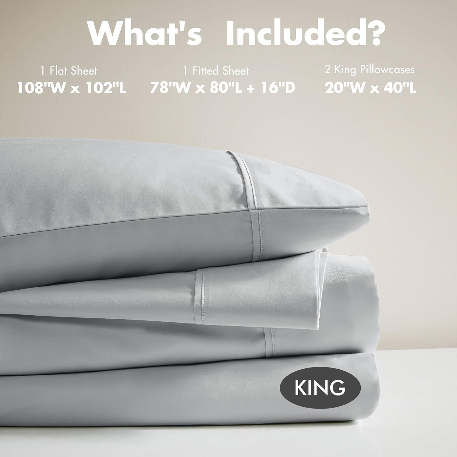 imageMadison Park Organic Cotton Sheet Soft ampamp Breathable 300TC Cotton Sheets Elastic Deep Pocket Sheet Set Fits Up to 18quot Mattress All Seasons Lightweight 100 Cotton Bed Sheets Queen Taupe 4 PieceGrey