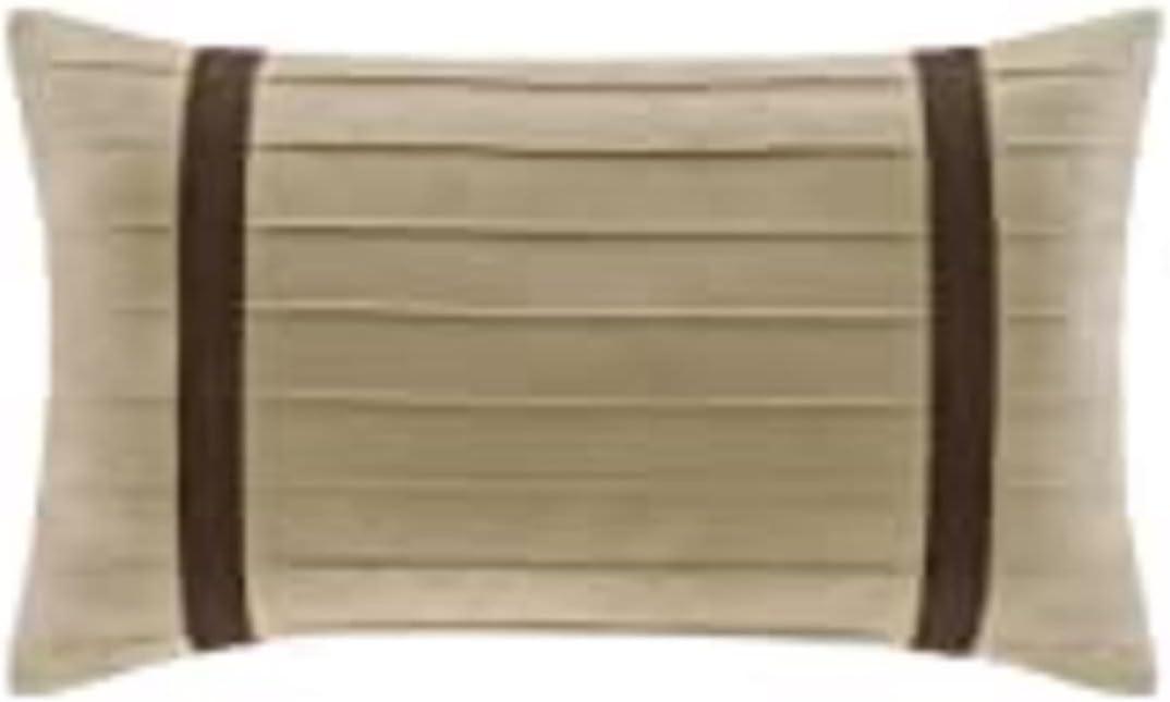 imageMadison Park Palmer Comforter SetLuxury Faux Suede Design Striped Accent All Season Down Alternative Bedding Matching Shams Decorative Pillow Bed Skirt Queen 90 in x 90 in Red 7 PieceNatural