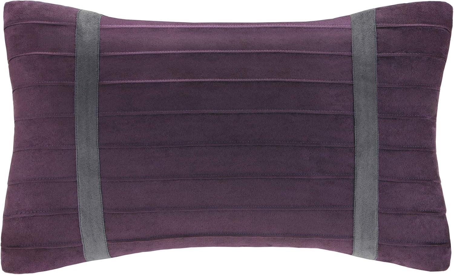 imageMadison Park Palmer Comforter SetLuxury Faux Suede Design Striped Accent All Season Down Alternative Bedding Matching Shams Decorative Pillow Bed Skirt Queen 90 in x 90 in Red 7 PiecePurple