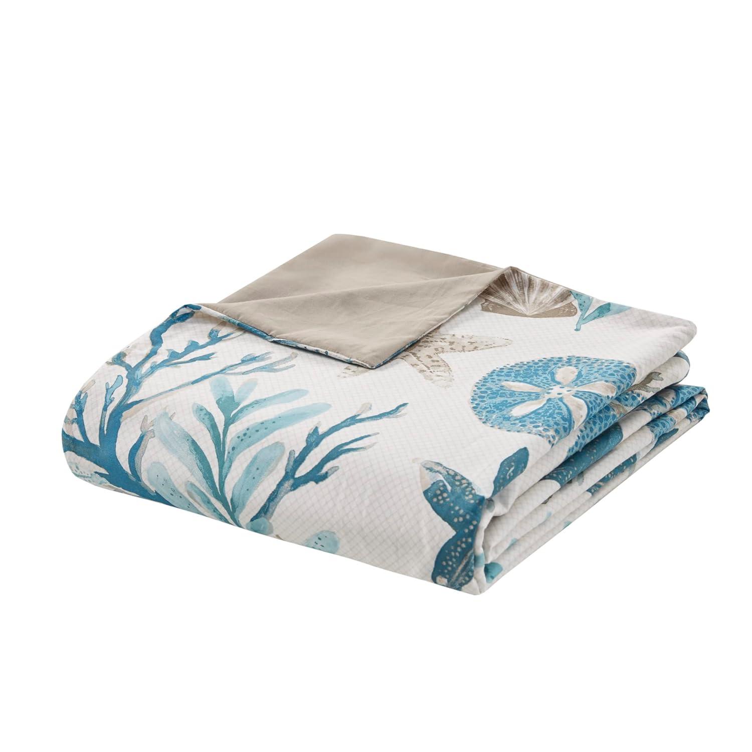 imageMadison Park Pebble Beach Cotton Duvet Set Coastal Starfish Sealife Design All Season Breathable Comforter Cover Bedding Matching Shams Decorative Pillows Coral FullQueen90quotx90quot 6 PieceAqua