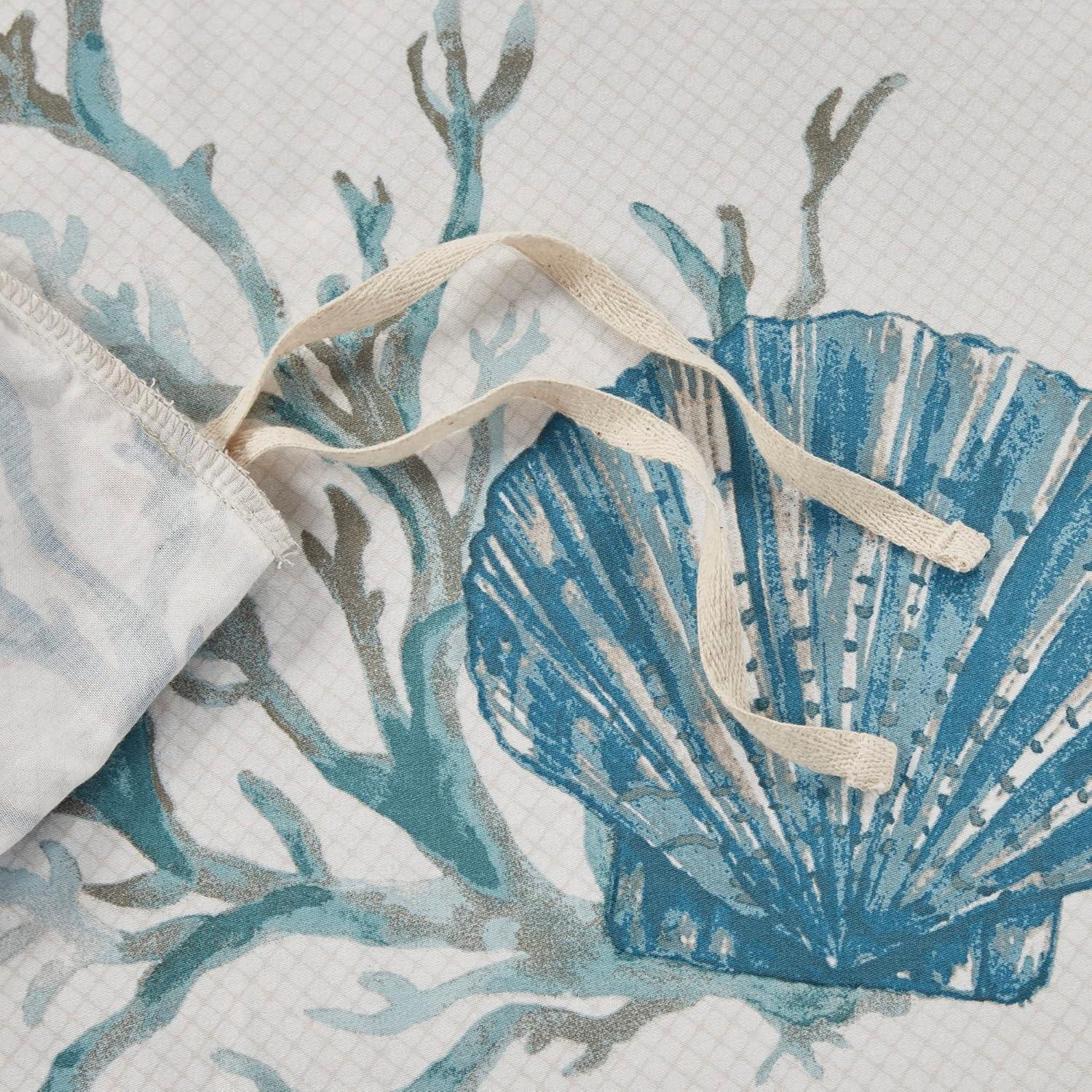 imageMadison Park Pebble Beach Cotton Duvet Set Coastal Starfish Sealife Design All Season Breathable Comforter Cover Bedding Matching Shams Decorative Pillows Coral FullQueen90quotx90quot 6 PieceAqua