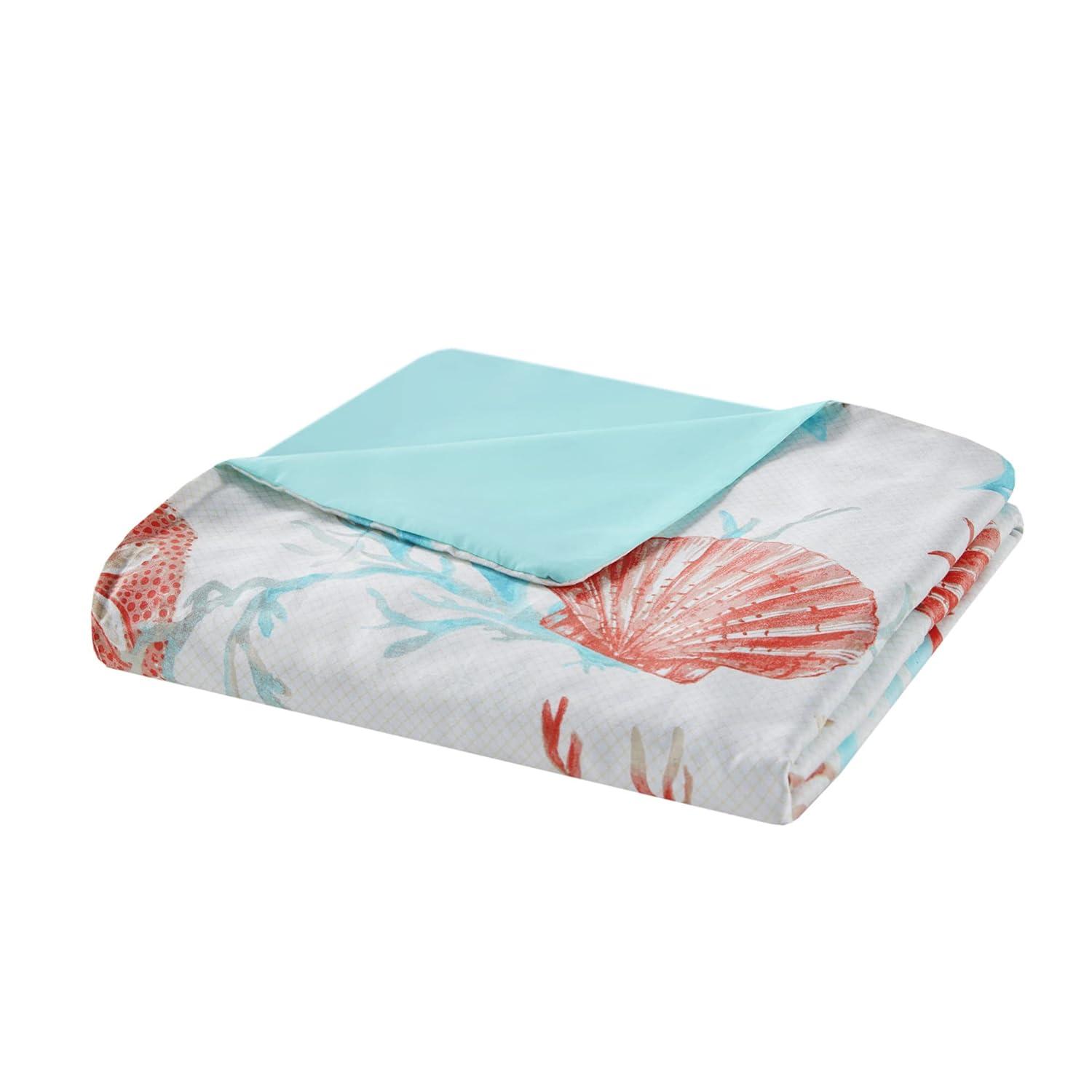 imageMadison Park Pebble Beach Cotton Duvet Set Coastal Starfish Sealife Design All Season Breathable Comforter Cover Bedding Matching Shams Decorative Pillows Coral FullQueen90quotx90quot 6 PieceCoral