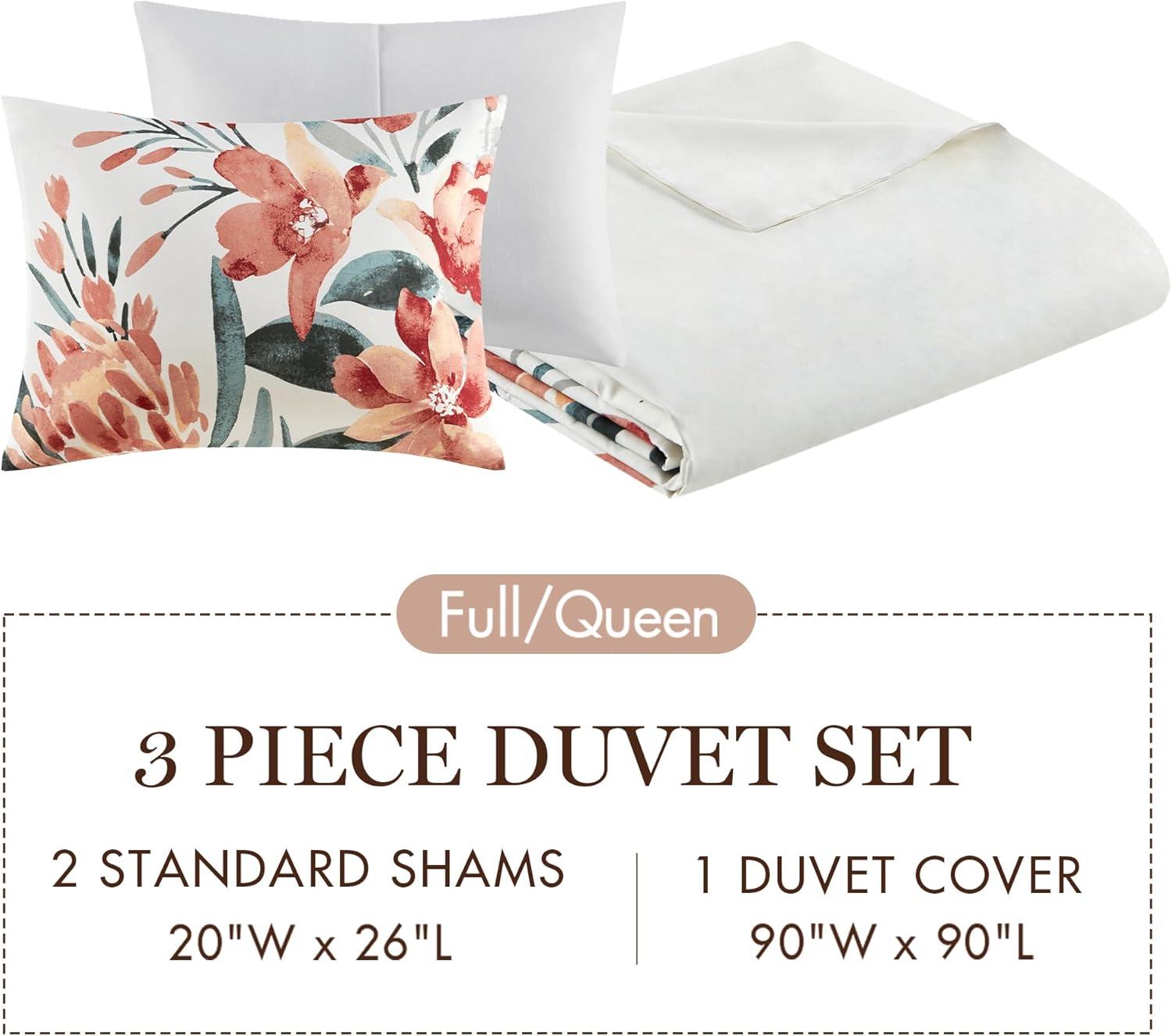 imageMadison Park Queen Duvet Cover Set Floral Duvet Cover for Queen Size Bed Natural ampamp Soft Cotton Modern Shabby Chic All Season Queen Bedding Cover Shams Dahlia FullQueen PeachOffWhite 3 PiecePeachOffwhite