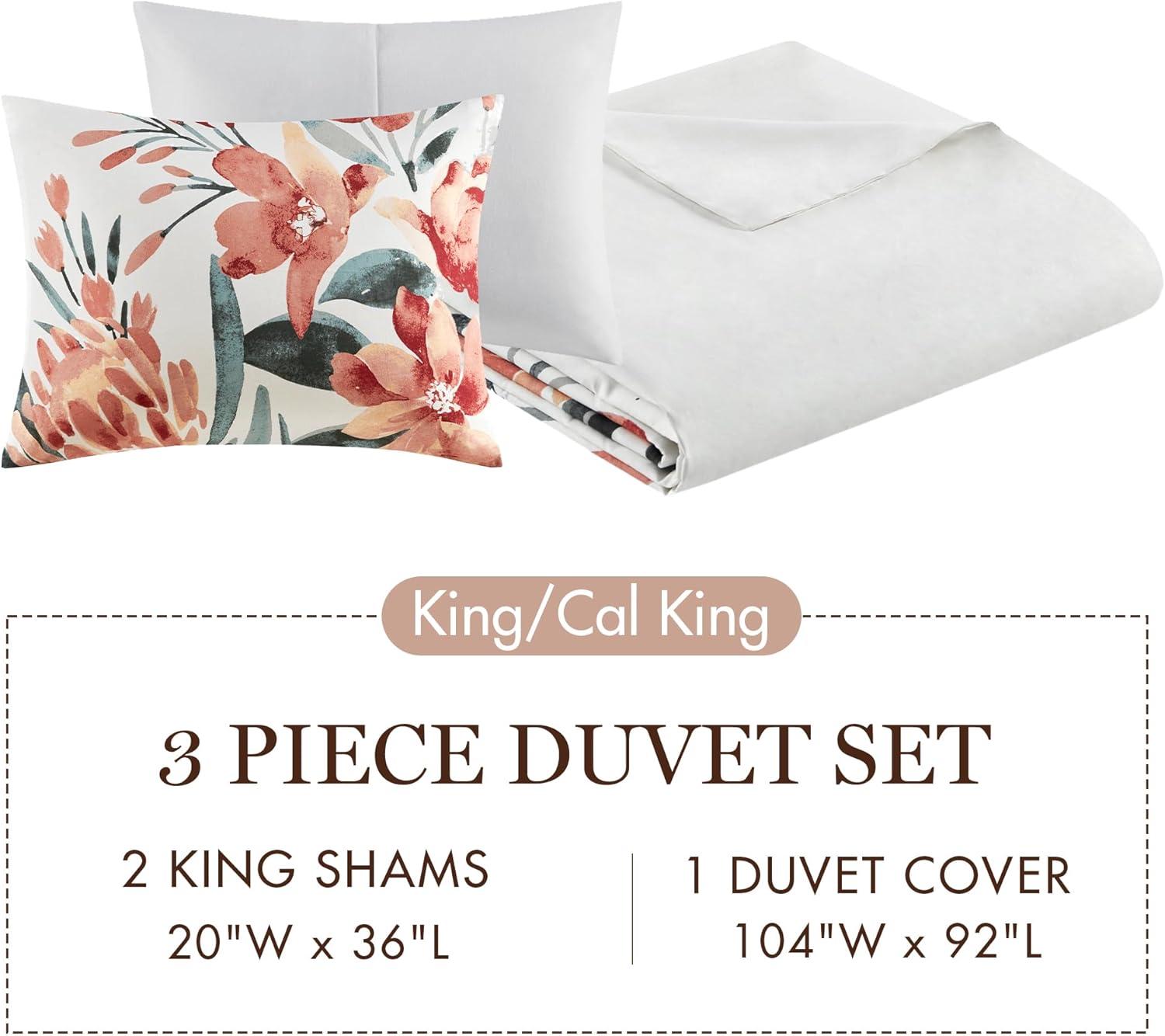 imageMadison Park Queen Duvet Cover Set Floral Duvet Cover for Queen Size Bed Natural ampamp Soft Cotton Modern Shabby Chic All Season Queen Bedding Cover Shams Dahlia FullQueen PeachOffWhite 3 PiecePeachOffwhite
