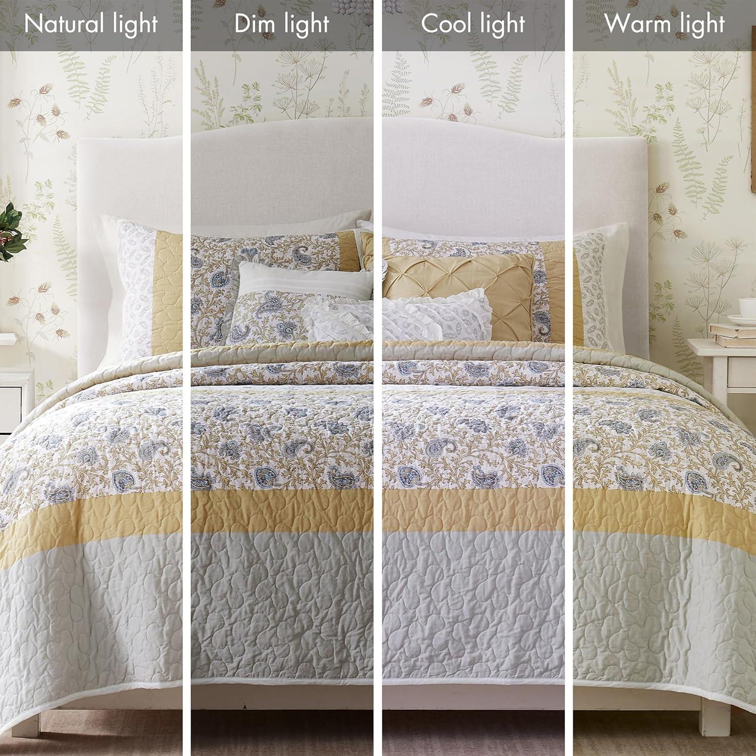 imageMadison Park Queen Quilt Set Cotton Coverlet Set with Cotton Filling for Queen Size Bed All Season Lightweight Queen Cotton Quilt Include Shams ampamp Dcor Pillows Dawn FullQueen Sage Green 6 PieceYellow