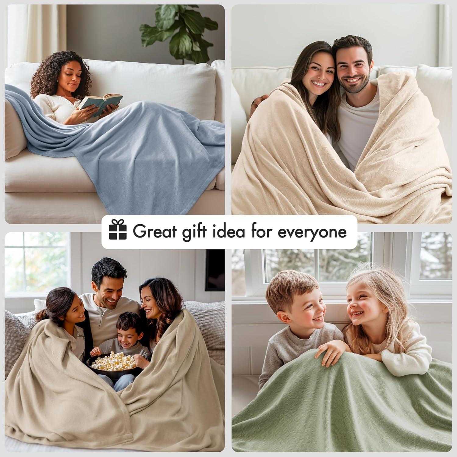 imageMadison Park Queen Size Blanket 70 Rayon BambooBased 30 Cotton Breathable for Hot Sleepers Menopause Ultra Soft and SnagResistant Summer Blanket for Bed or Couch Queen 90quotx90quot Sage GreenKhaki