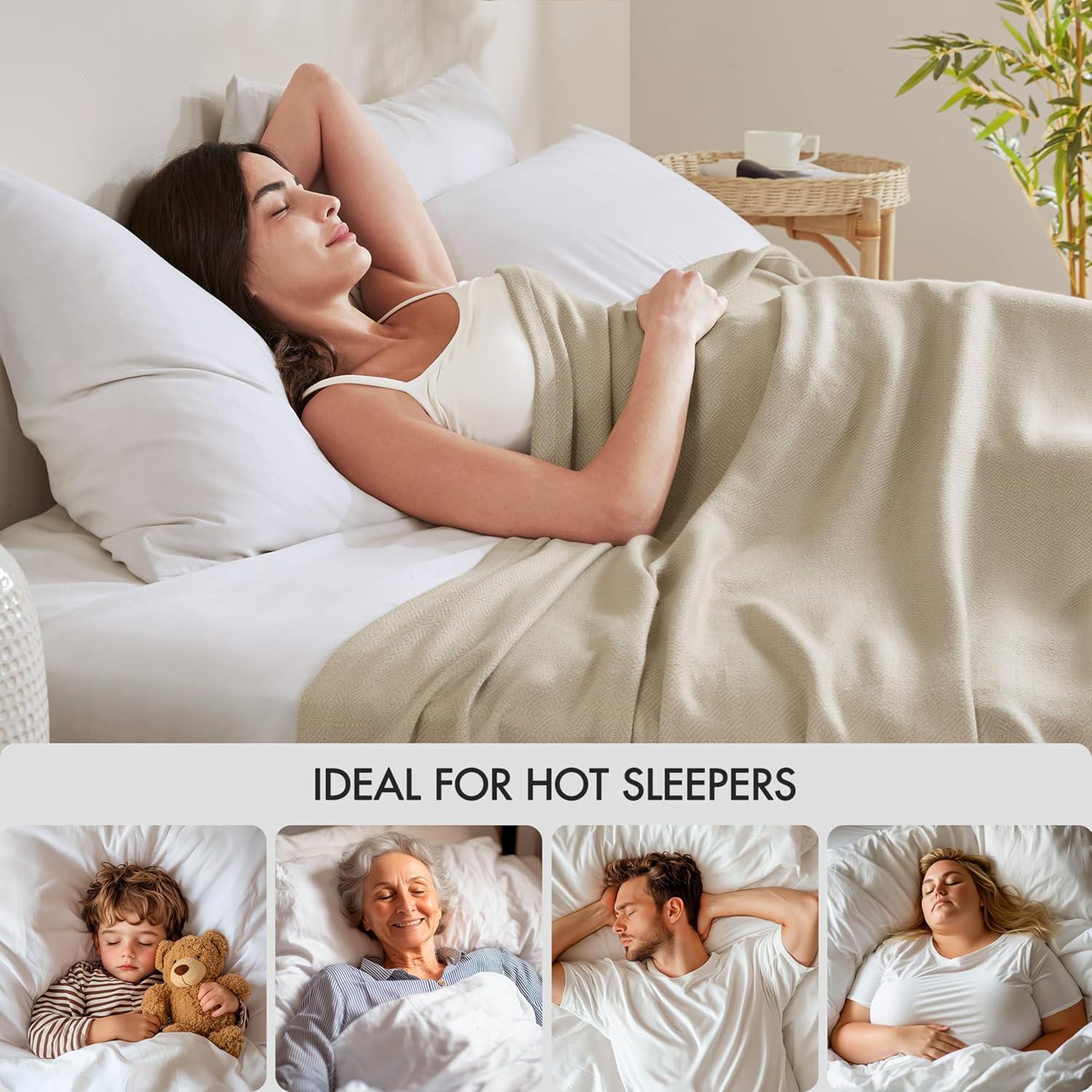 imageMadison Park Queen Size Blanket 70 Rayon BambooBased 30 Cotton Breathable for Hot Sleepers Menopause Ultra Soft and SnagResistant Summer Blanket for Bed or Couch Queen 90quotx90quot Sage GreenKhaki
