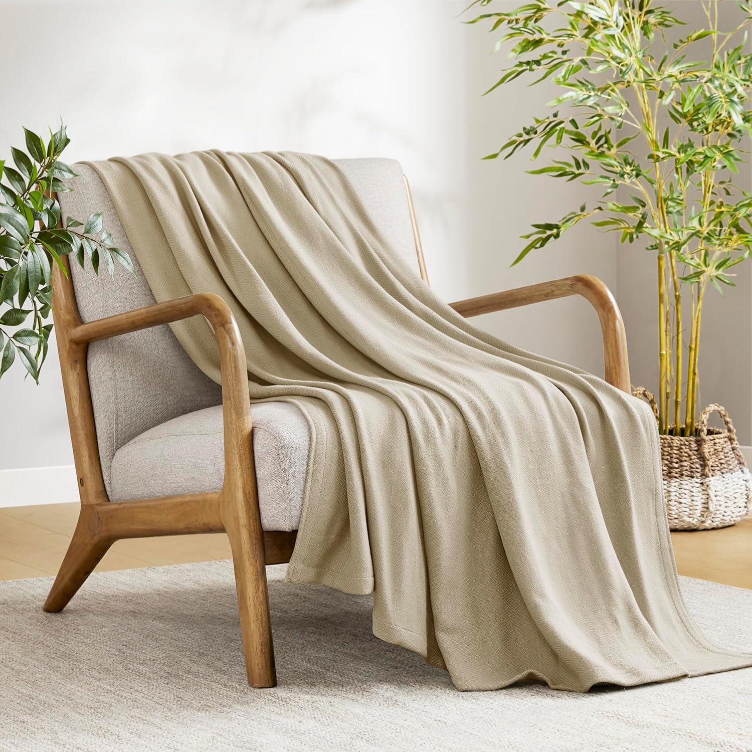 imageMadison Park Queen Size Blanket 70 Rayon BambooBased 30 Cotton Breathable for Hot Sleepers Menopause Ultra Soft and SnagResistant Summer Blanket for Bed or Couch Queen 90quotx90quot Sage GreenKhaki