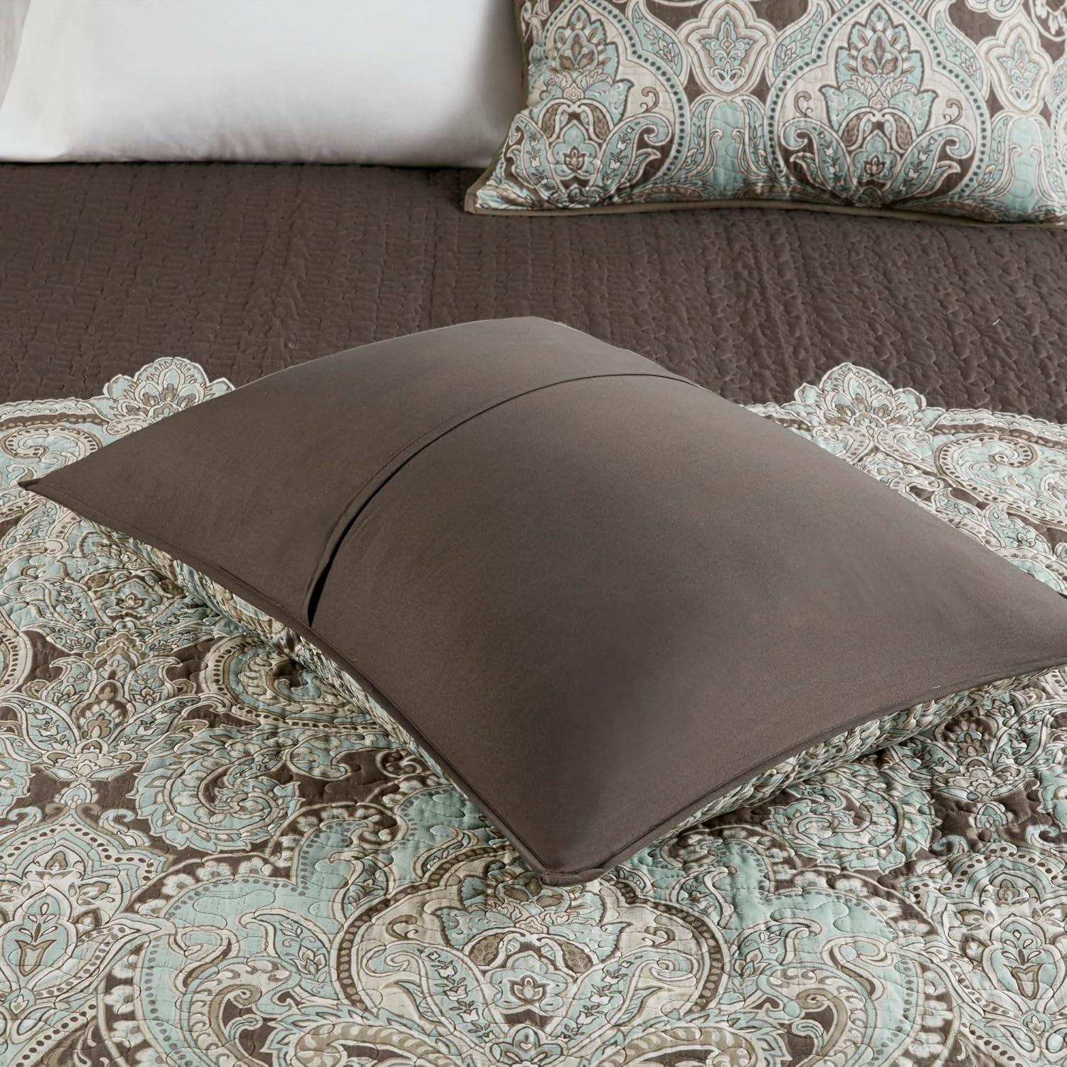 imageMadison Park Quilt Traditional Damask Design All Season Lightweight Coverlet Bedspread Bedding Set Matching Shams Pillows FullQueen90quotx90quot NavyWhite 6 PieceBrownBlue