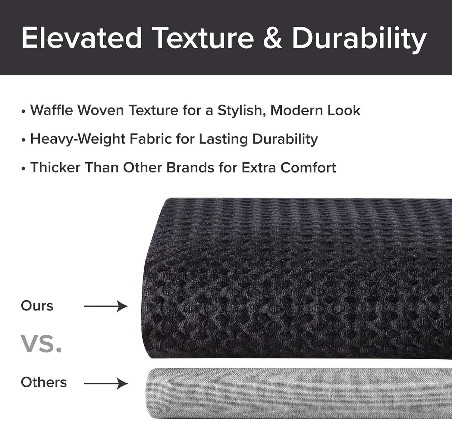 imageMadison Park Shower Curtain Waffle Weave Vibrant Dyed Waffle Shower Curtain 3M Scotchgard Moisture Management Farmhouse Long Shower Curtains for Bathroom Long 72x78 WhiteSolid Black