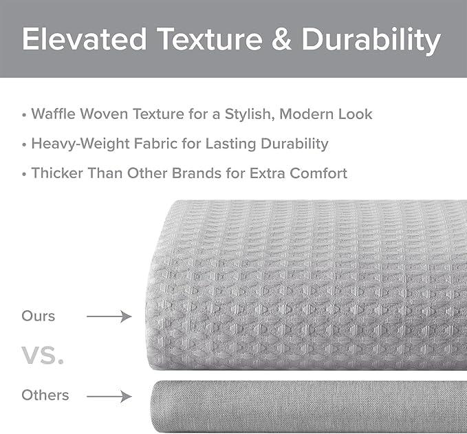 imageMadison Park Shower Curtain Waffle Weave Vibrant Dyed Waffle Shower Curtain 3M Scotchgard Moisture Management Farmhouse Long Shower Curtains for Bathroom Long 72x78 WhiteSolid Grey