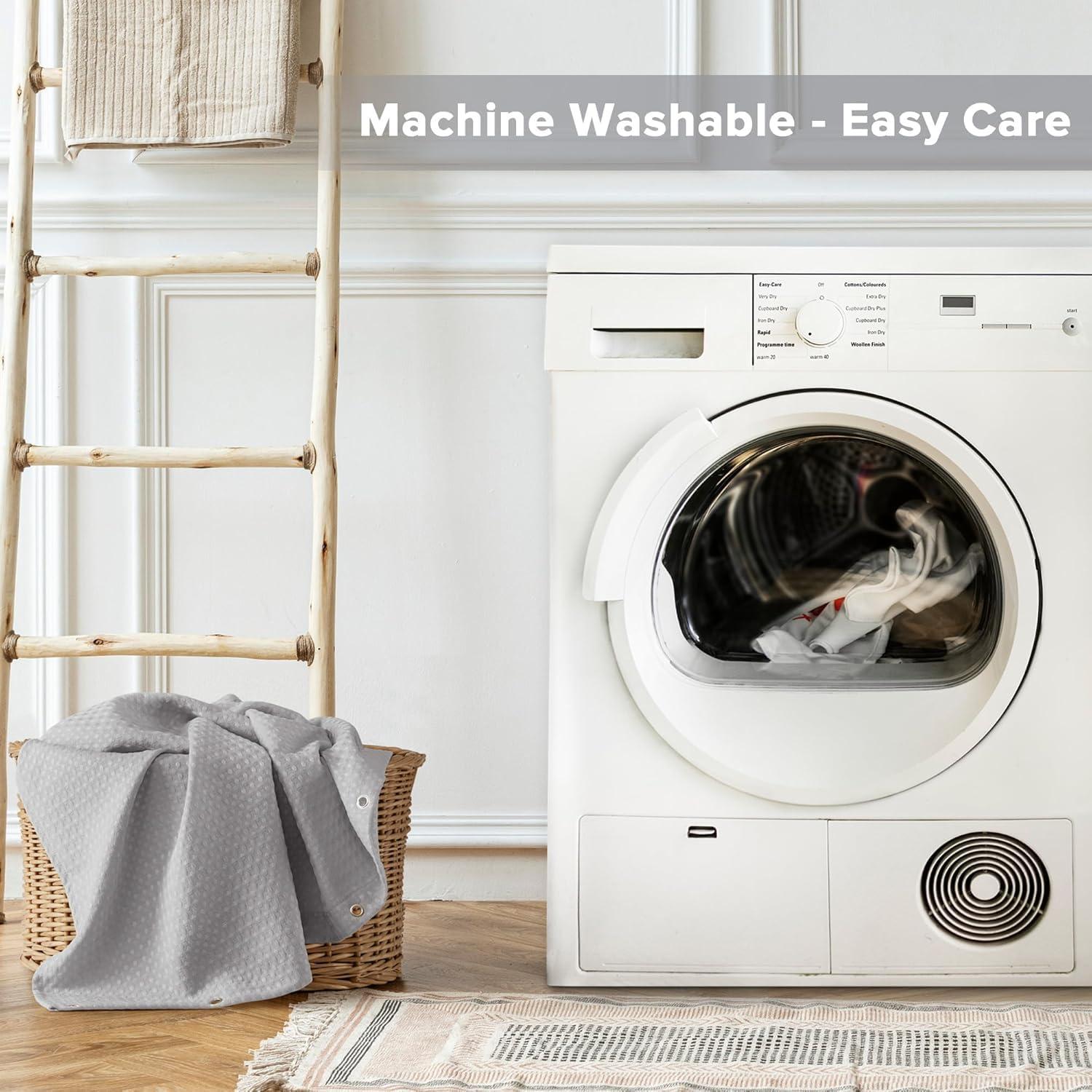 imageMadison Park Shower Curtain Waffle Weave Vibrant Dyed Waffle Shower Curtain 3M Scotchgard Moisture Management Farmhouse Long Shower Curtains for Bathroom Long 72x78 WhiteSolid Grey