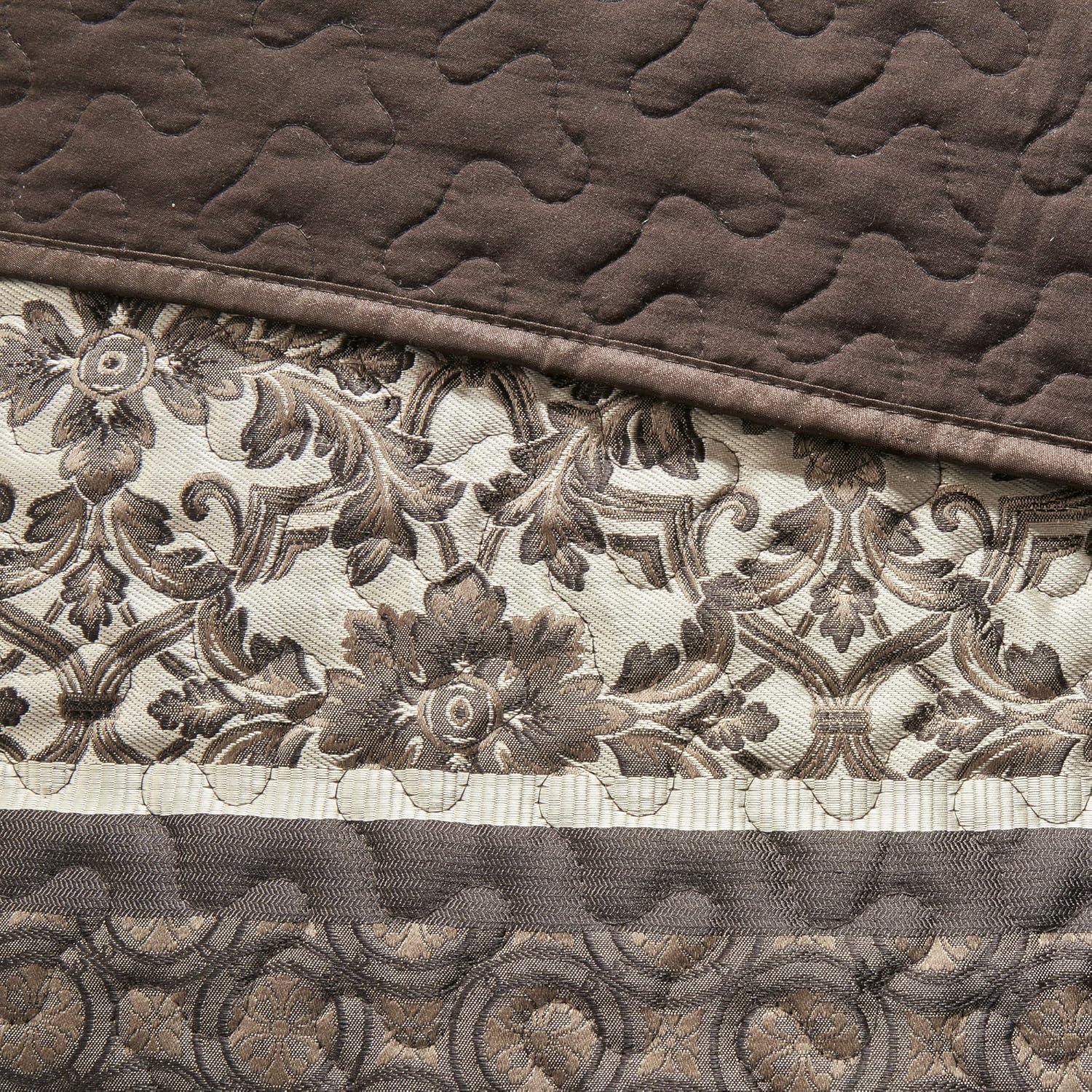 imageMadison Park Traditional Damask Design All Season Lightweight Coverlet Bedspread Bedding Set Matching Shams Pillows 102quotx118quot Bellagio Jacquard Grey 5 PieceRedBrown