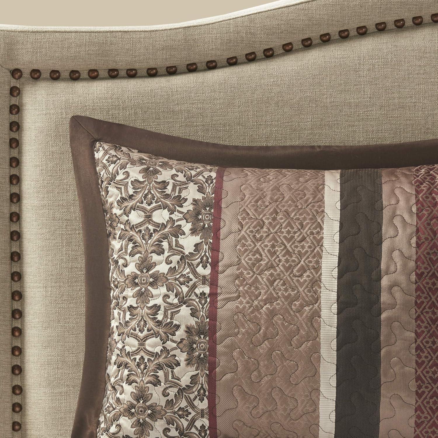 imageMadison Park Traditional Damask Design All Season Lightweight Coverlet Bedspread Bedding Set Matching Shams Pillows 102quotx118quot Bellagio Jacquard Grey 5 PieceRedBrown