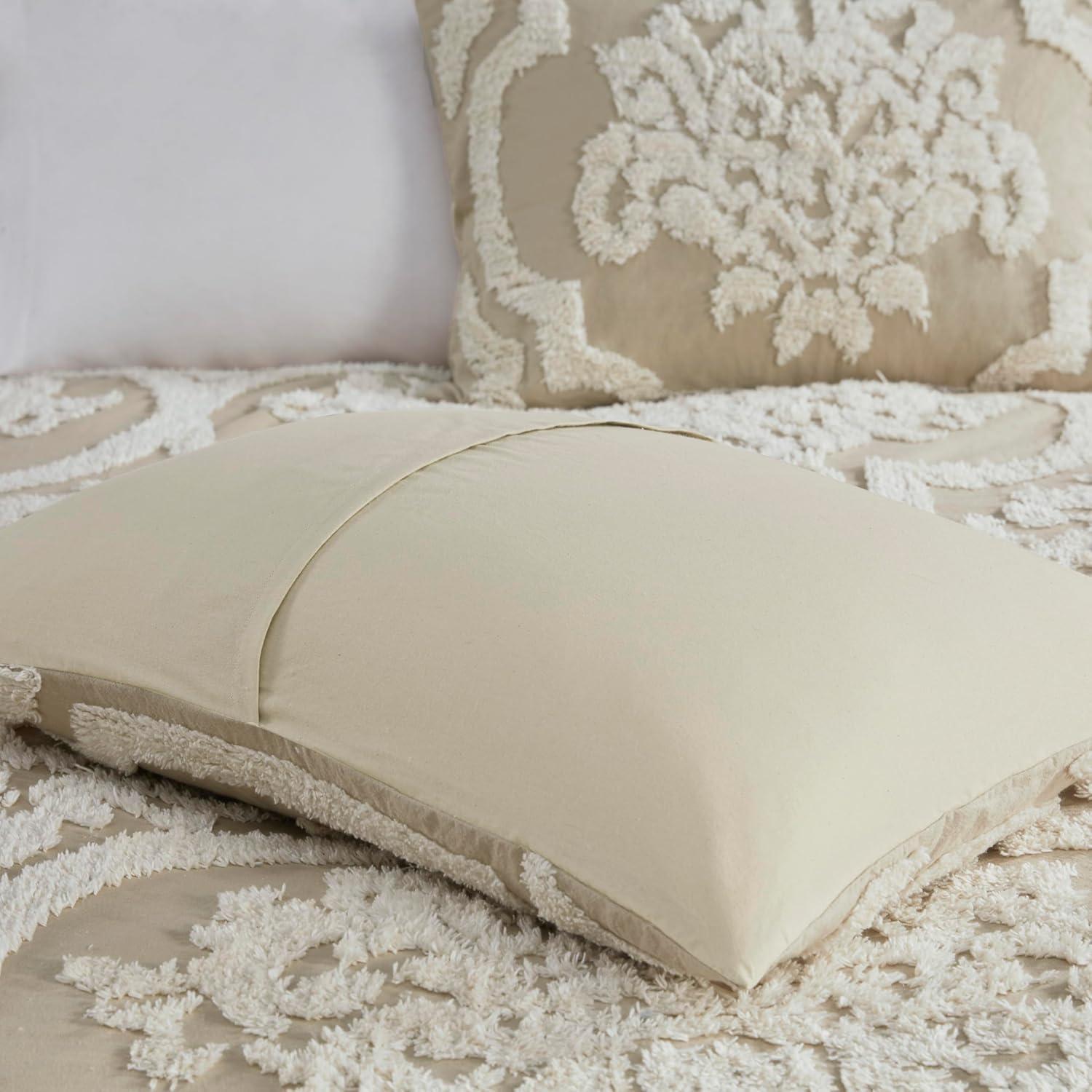 imageMadison Park Tufted Chenille 100 Cotton Duvet Modern Luxe All Season Comforter Cover Bed Set with Matching Shams FullQueen90quotx90quot Palm Leaf Off White 3 PieceViola Damsk Taupe