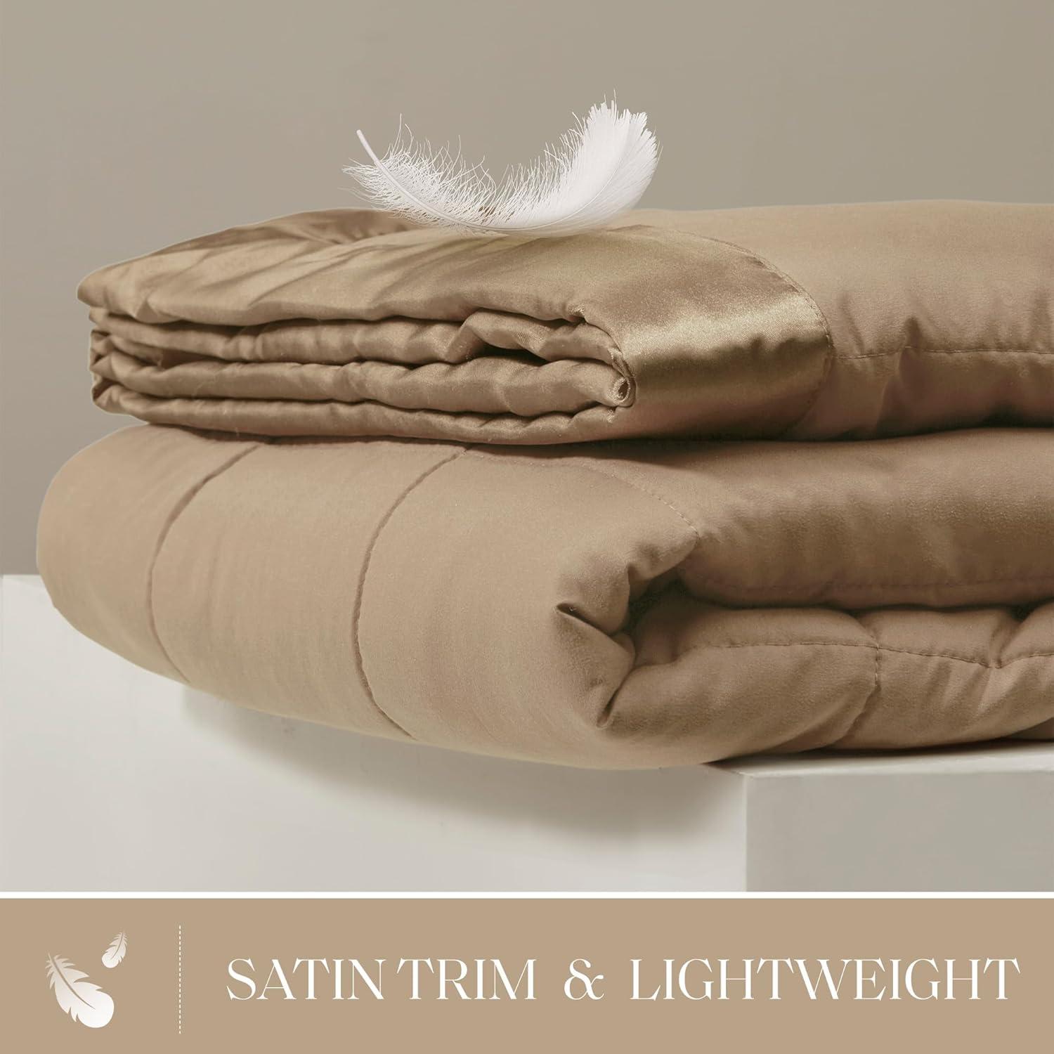 imageMadison Park Twin Blanket Quilted Microfiber Satin Binding 3M Scotchgard Moisture Wicking Treatment Soft and Lightweight Summer Blanket for Couch Windom Twin OrangeSatin Trim Brown