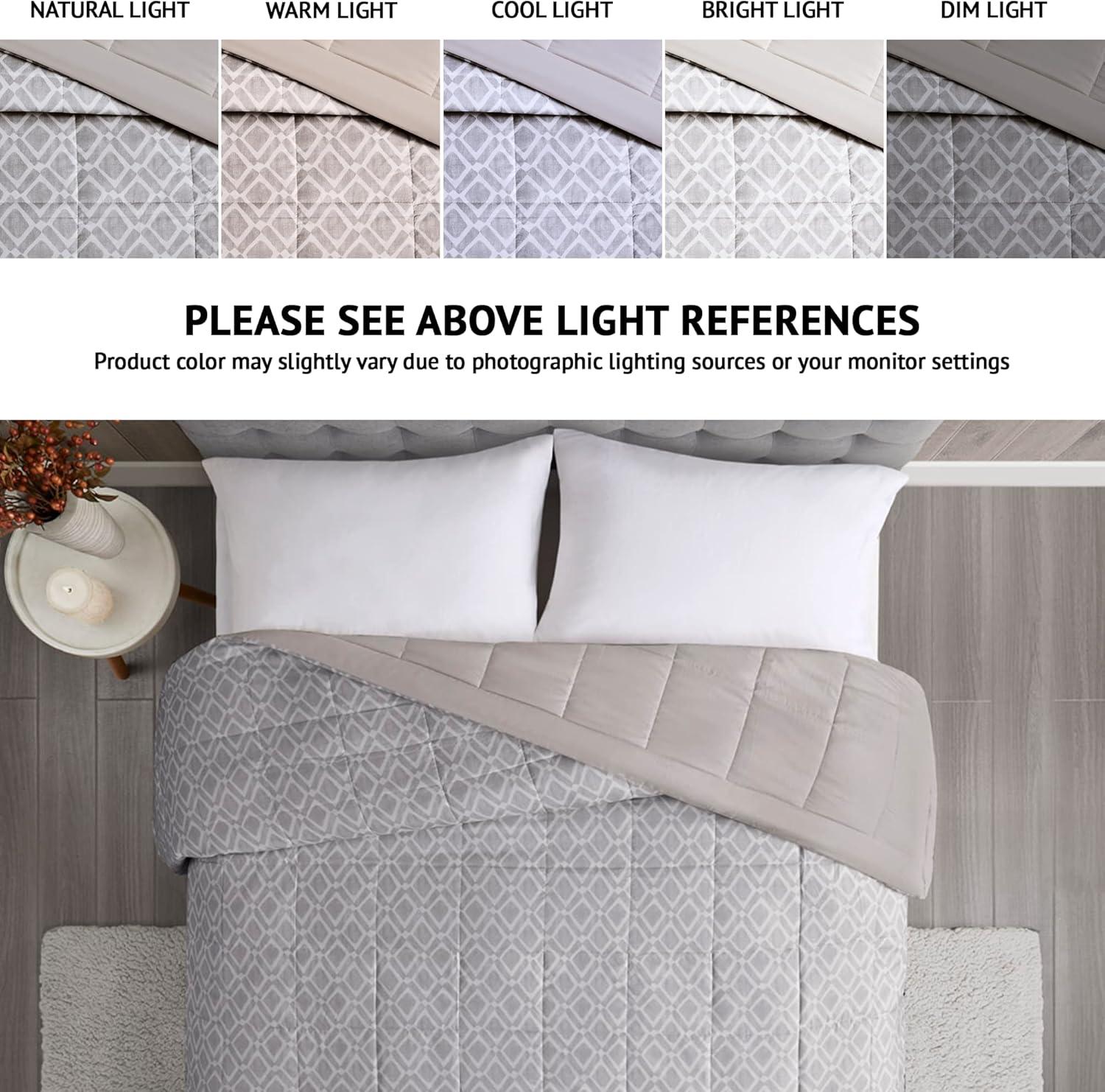 imageMadison Park Twin Blanket Quilted Microfiber Satin Binding 3M Scotchgard Moisture Wicking Treatment Soft and Lightweight Summer Blanket for Couch Windom Twin OrangeDiamond Dark Grey