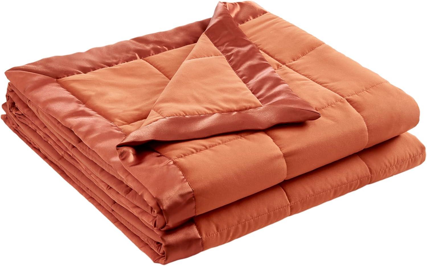 imageMadison Park Twin Blanket Quilted Microfiber Satin Binding 3M Scotchgard Moisture Wicking Treatment Soft and Lightweight Summer Blanket for Couch Windom Twin OrangeOrange