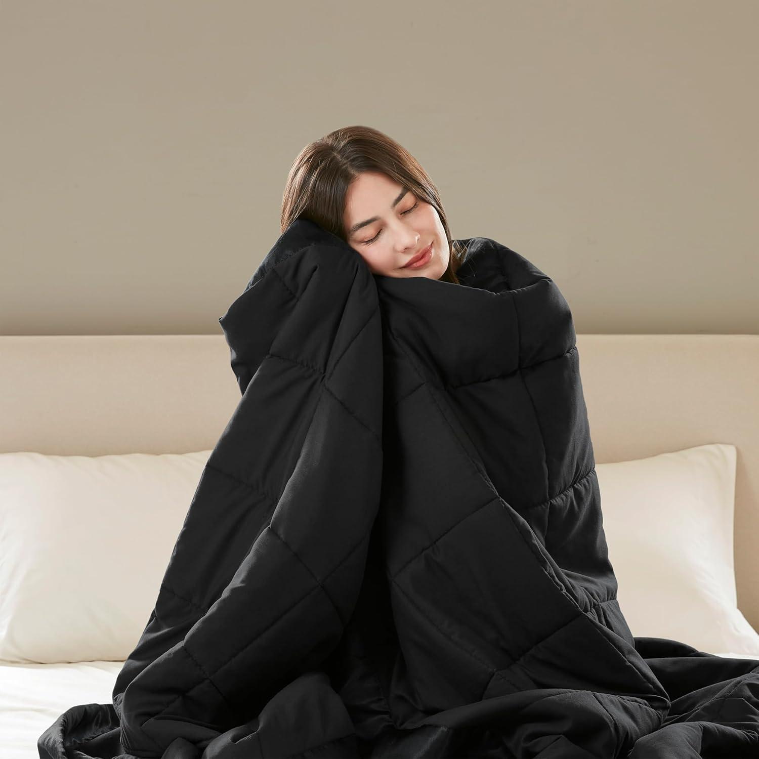 imageMadison Park Twin Blanket Quilted Microfiber Satin Binding 3M Scotchgard Moisture Wicking Treatment Soft and Lightweight Summer Blanket for Couch Windom Twin OrangeBlack
